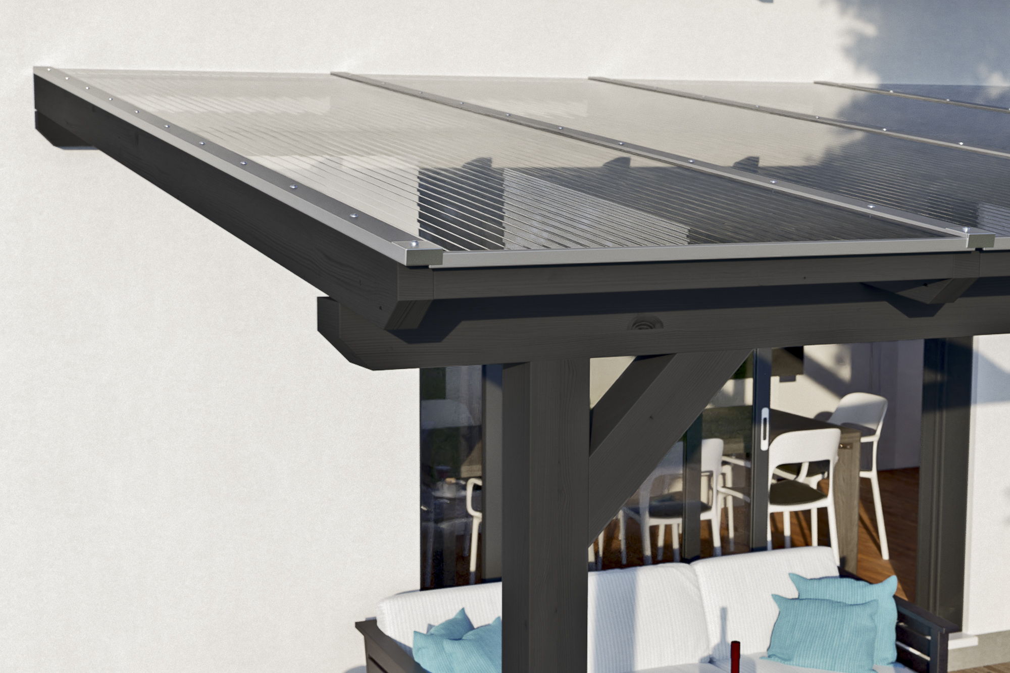 Terrasoverkapping Bormio 648 x 300 cm, gelamineerd hout, gelakt in antraciet