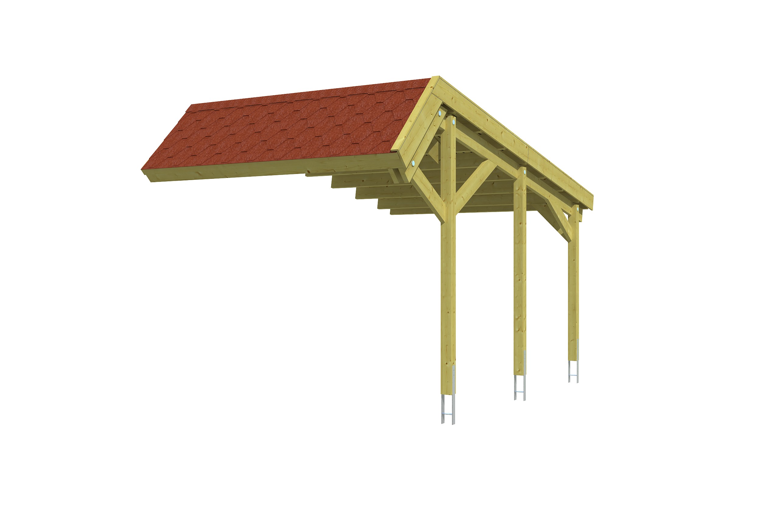 Produktbild: Carport Harz 303 x 560 cm, mit roten Dachschindeln