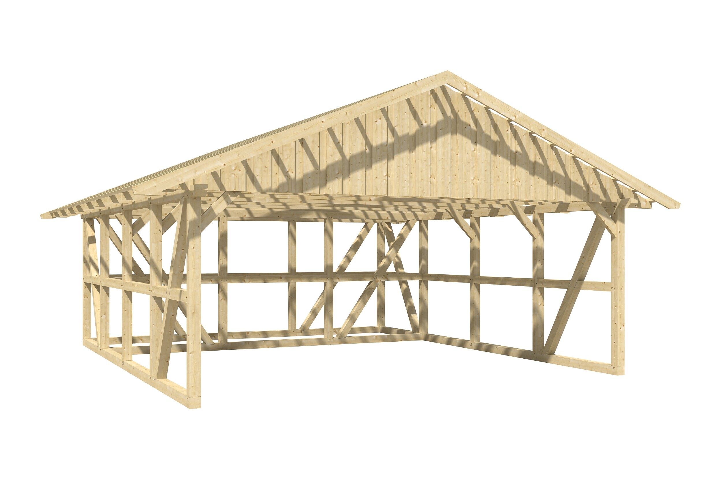 Carport Schwarzwald 684 x 772 cm mit Abstellraum 3, natur, mit Dachlattung