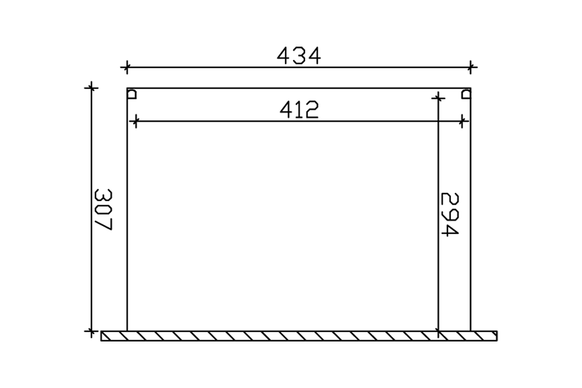Grafik (Grundriss): Terrassenüberdachung Modena 434x307 cm