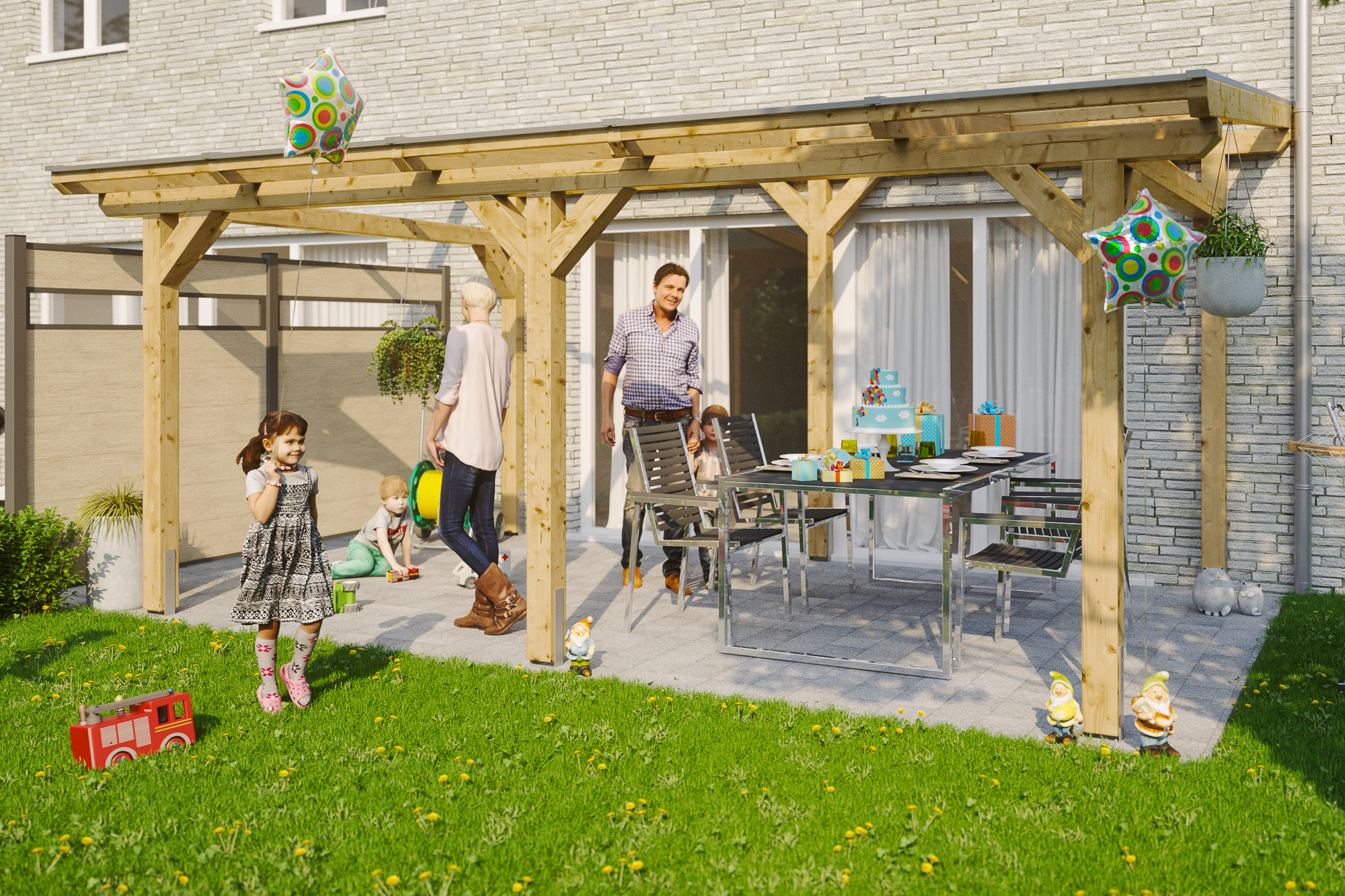 Terrasoverkapping Siena 541 x 250 cm, gelamineerd hout, onbehandeld