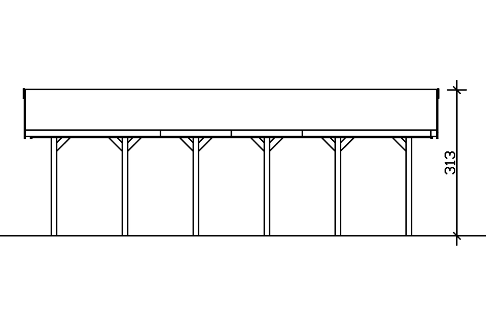 Carport Wallgau 380 x 900 cm, schwarze Schindeln