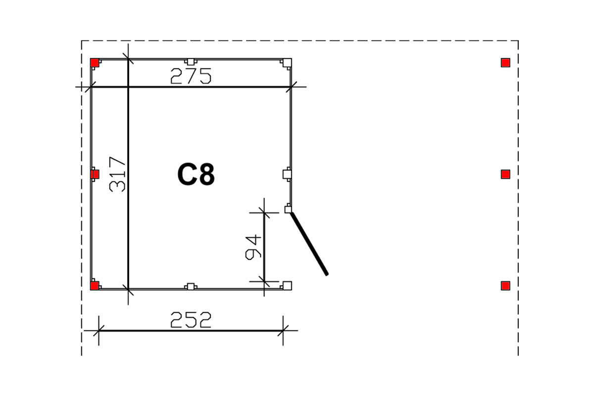 Abstellraum C8, 275x317cm, Profilschalung,  nussbaum