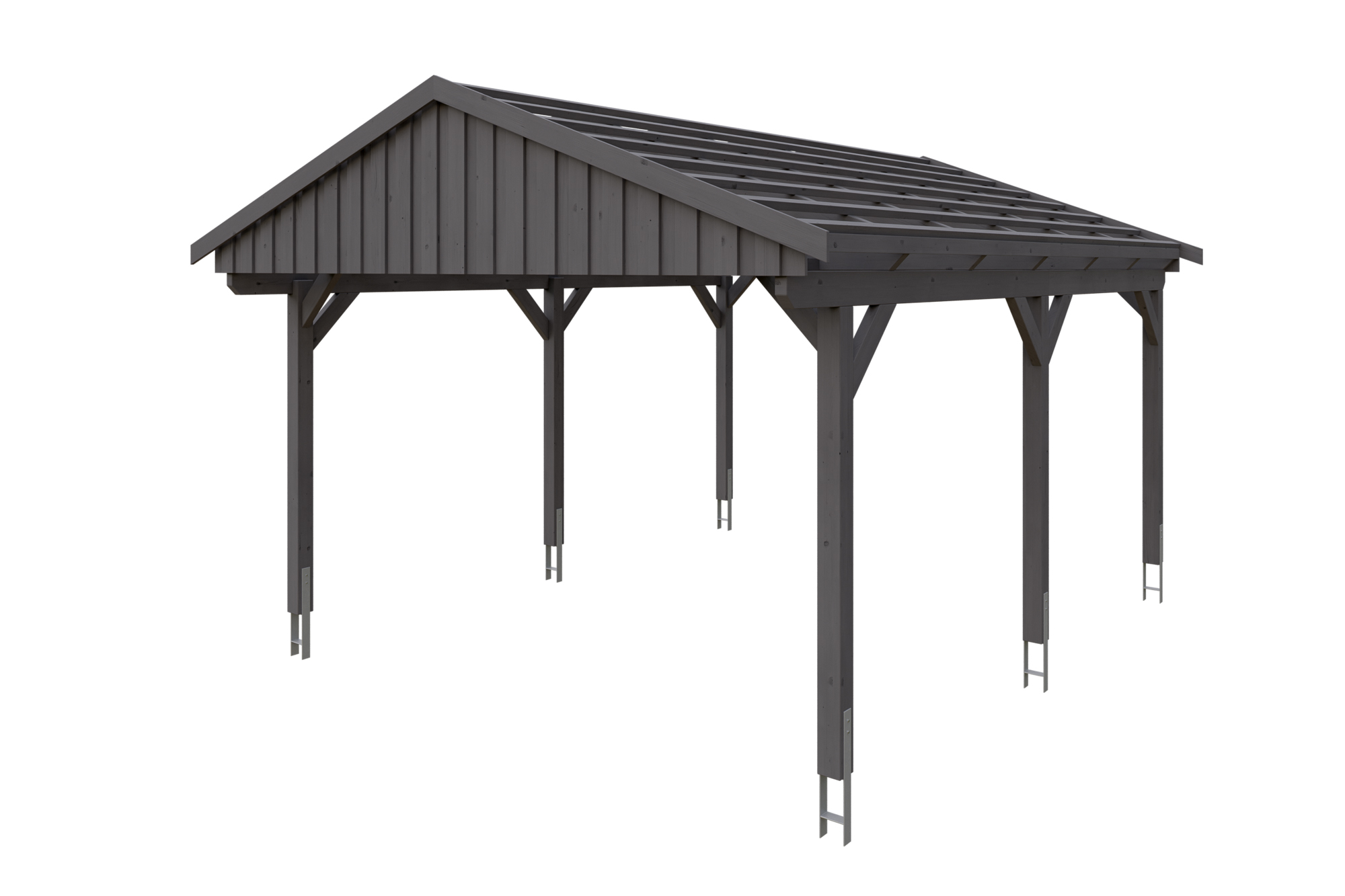 Produktbild: Carport Fichtelberg 423 x 566 cm, farblich behandelt in schiefergrau, mit Dachlatten