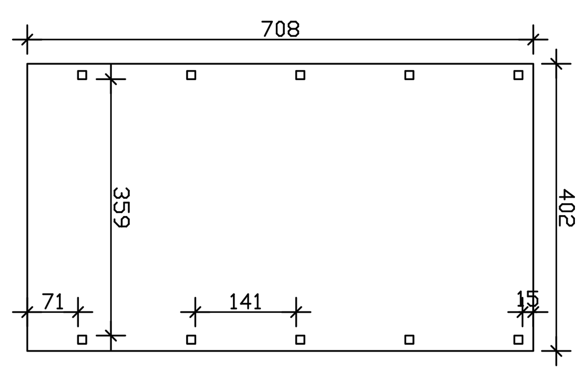 Friesland carport 402 x 708 cm, met dakplaten, leigrijs