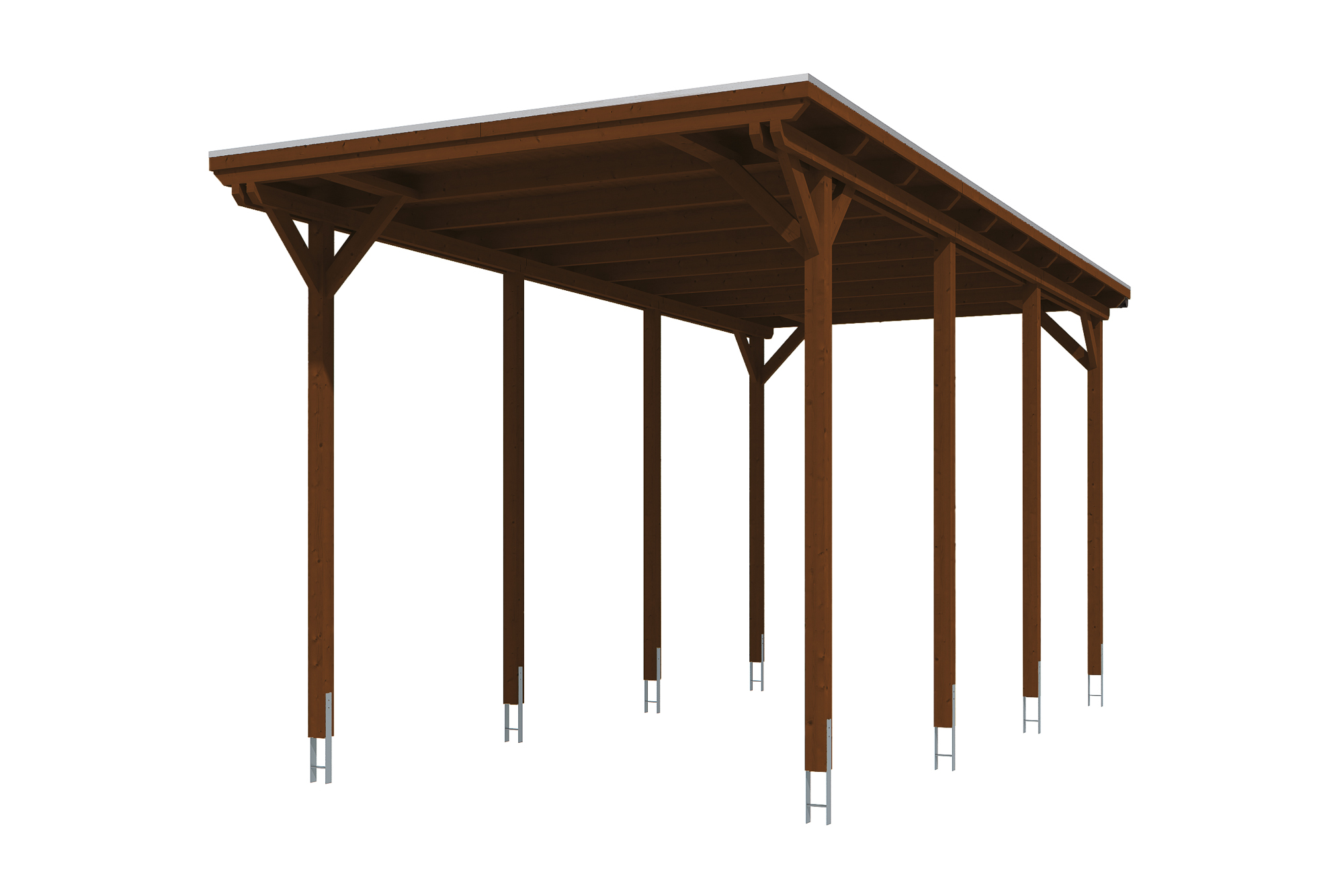 Produktbild: Carport Emsland Caravan 404 x 846 cm, farblich behandelt in nussbaum