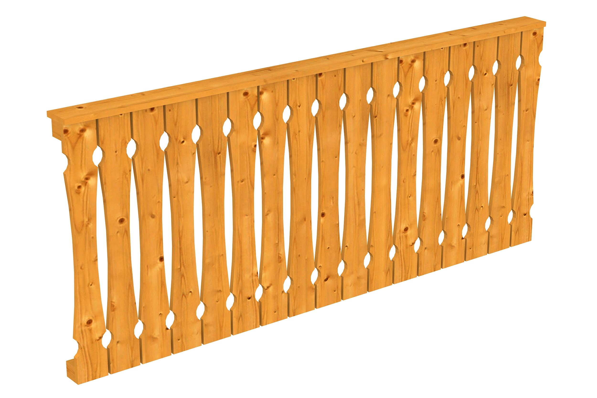 Balustrade balcony siding 220 x 96 cm, spruce, colour pre-treated in light oak