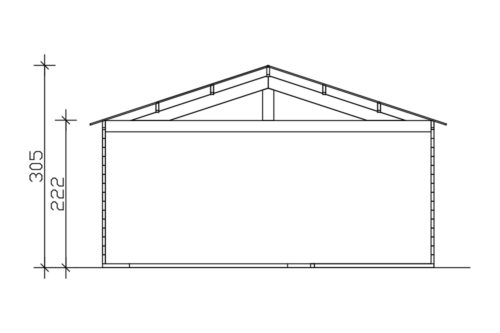 Garage bois VARBERG 2, 500x525cm, 45mm, non traité