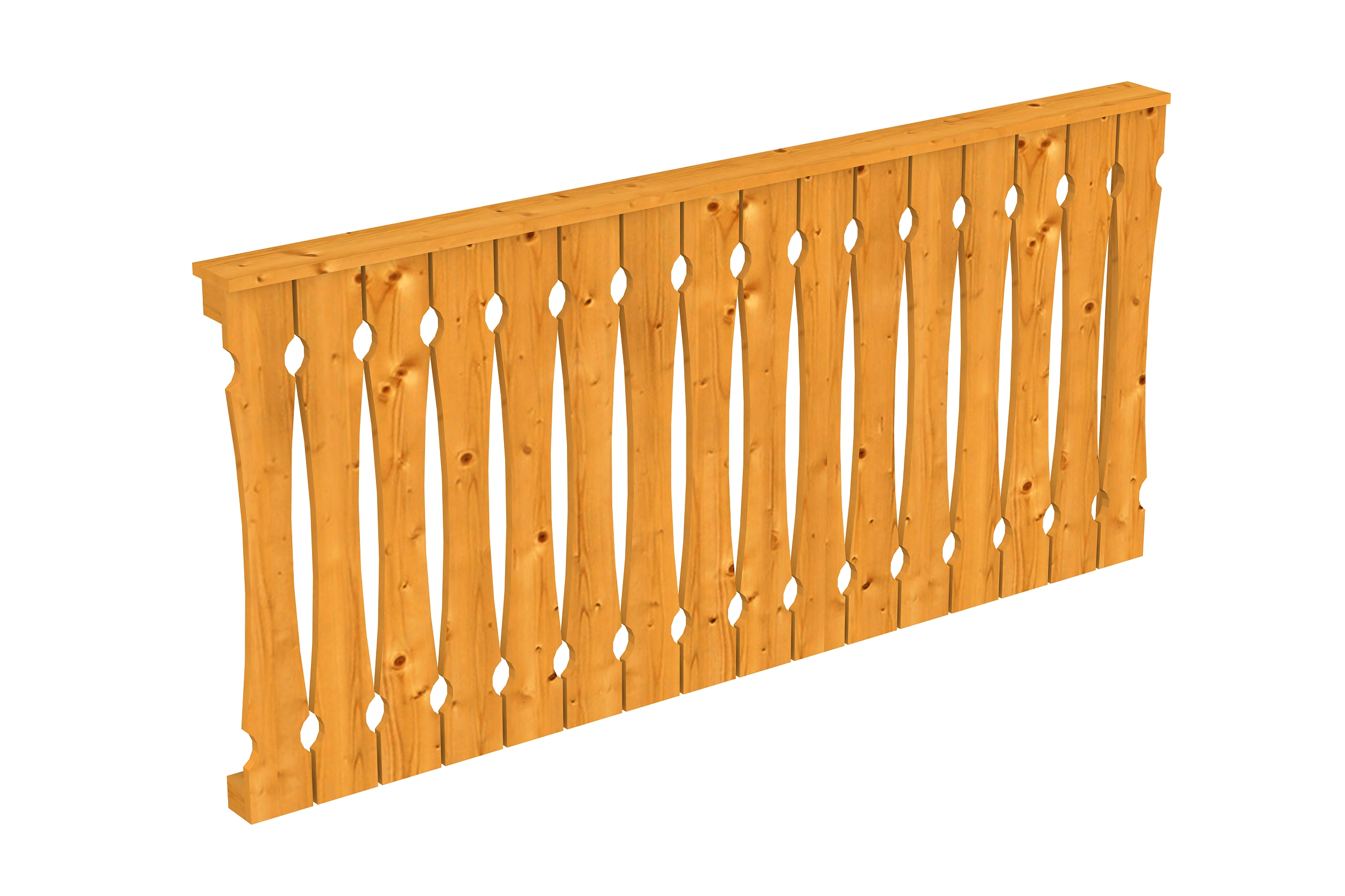 Balustrade balcony siding 205 x 96 cm, spruce, colour pre-treated in light oak