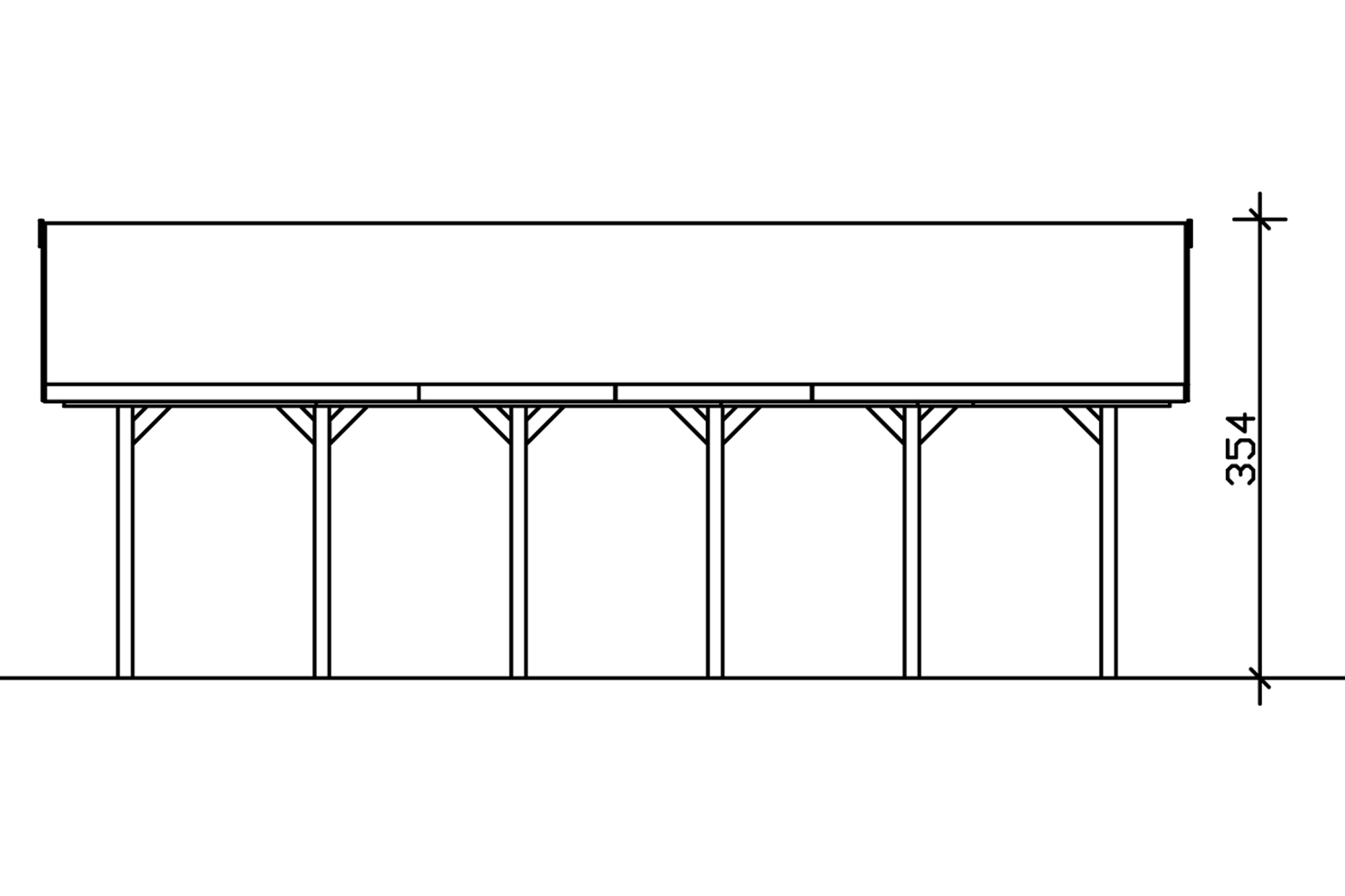 Carport Wallgau 620 x 900 cm, inclusief zwarte dakshingels