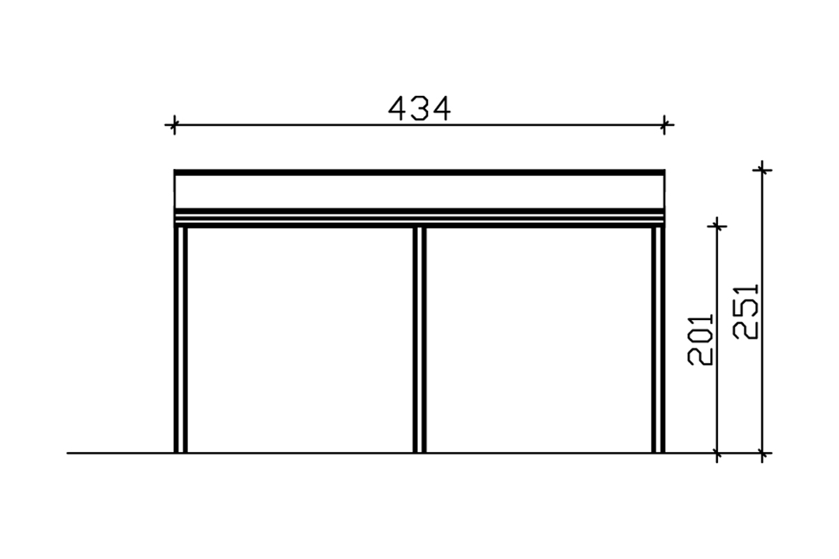 Grafik (Vorderansicht): Terrassenüberdachung Monza 434x257 cm