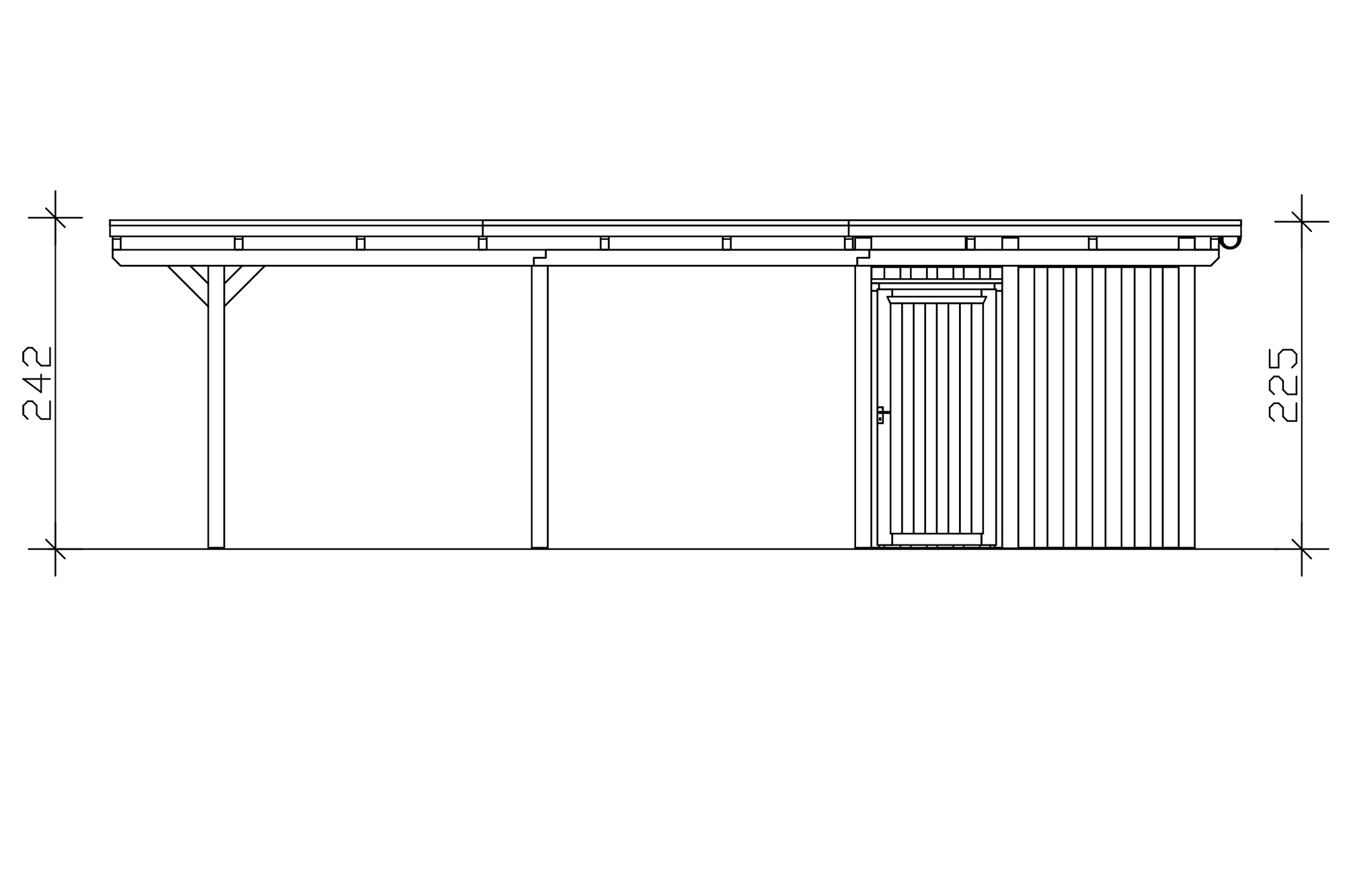 Carport Emsland 402 x 846 cm mit EPDM-Dach, mit Abstellraum, anthrazit