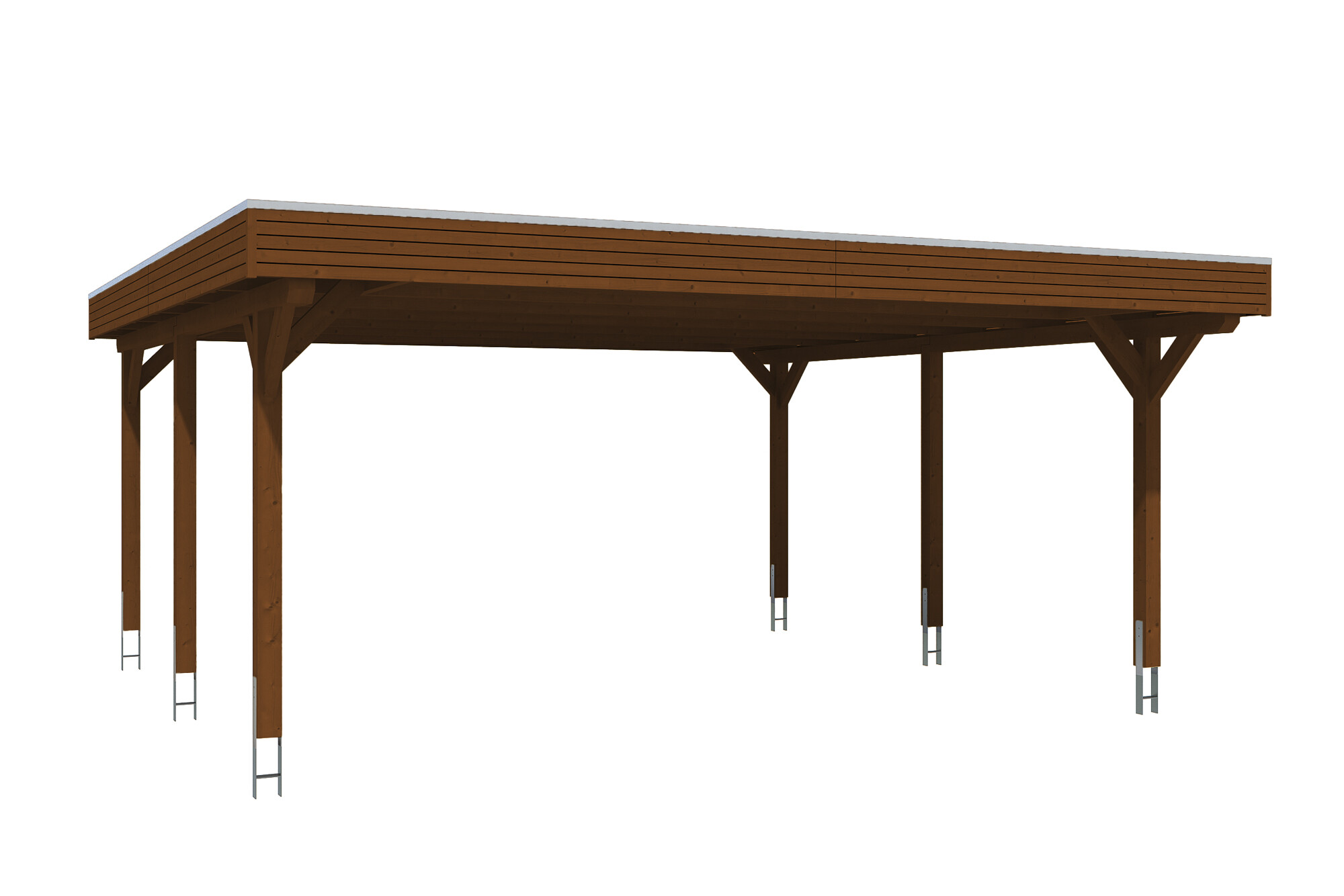 Produktbild: Carport Spessart 611 x 604 cm, farblich behandelt in nussbaum