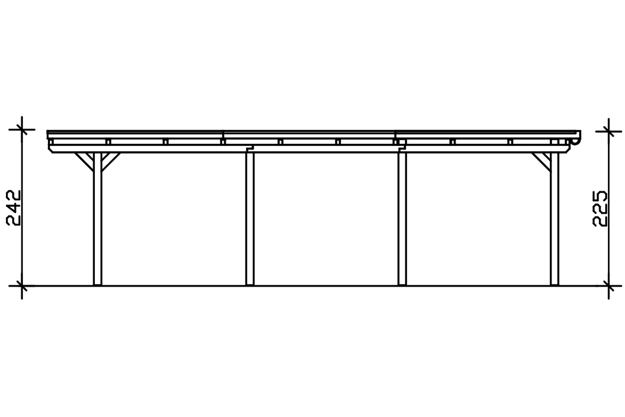Grafik (Schnitt): Carport Emsland 404 x 846 cm