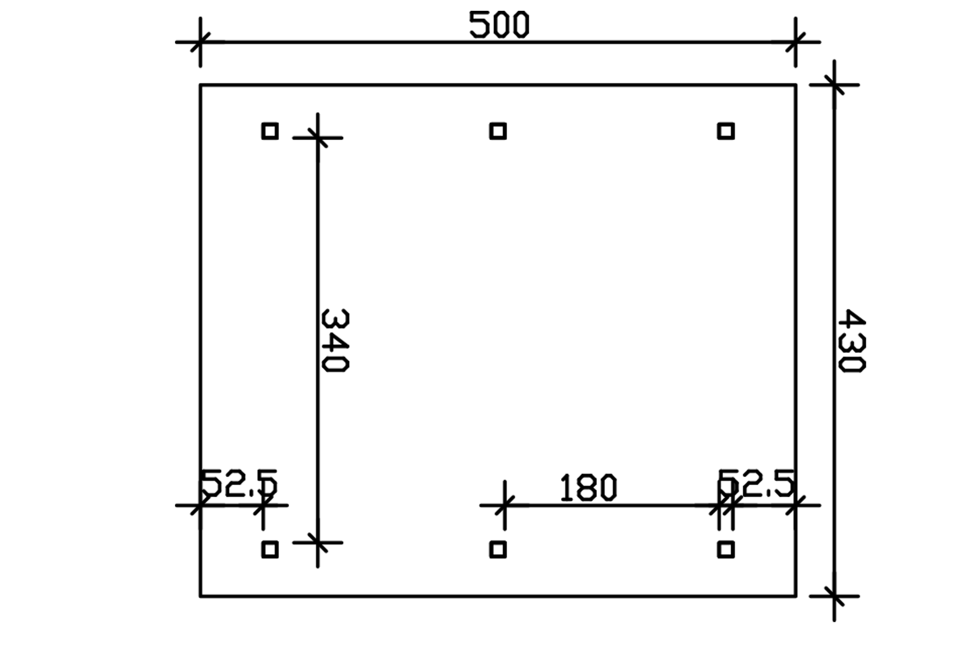 Grafik (Grundriss): Carport Wallgau 430 x 500 cm
