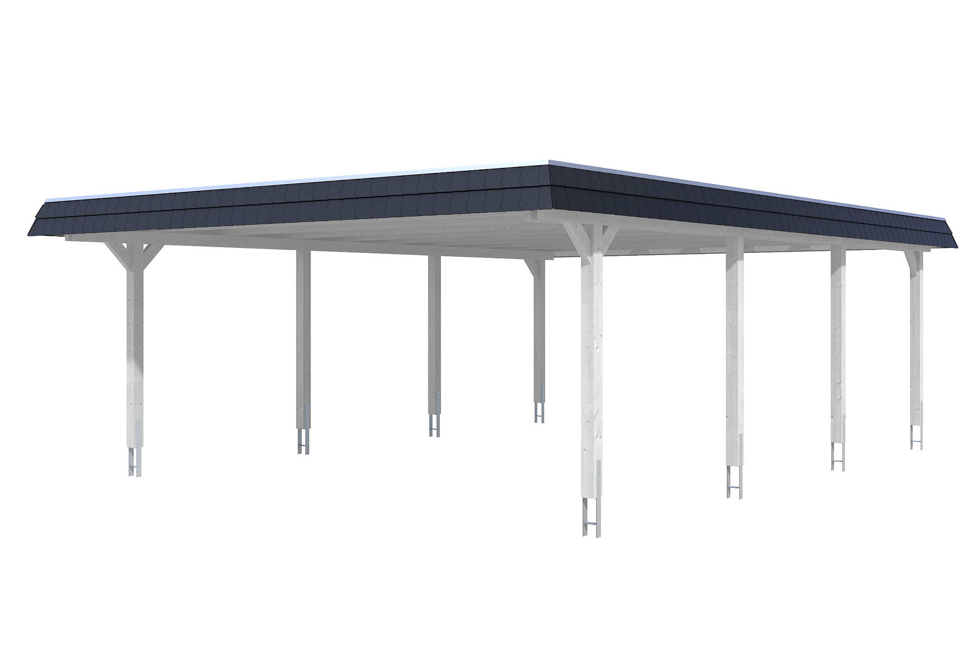 Produktbild: Carport Wendland 630 x 879 cm, mit schwarzer Blende, farblich behandelt in weiß