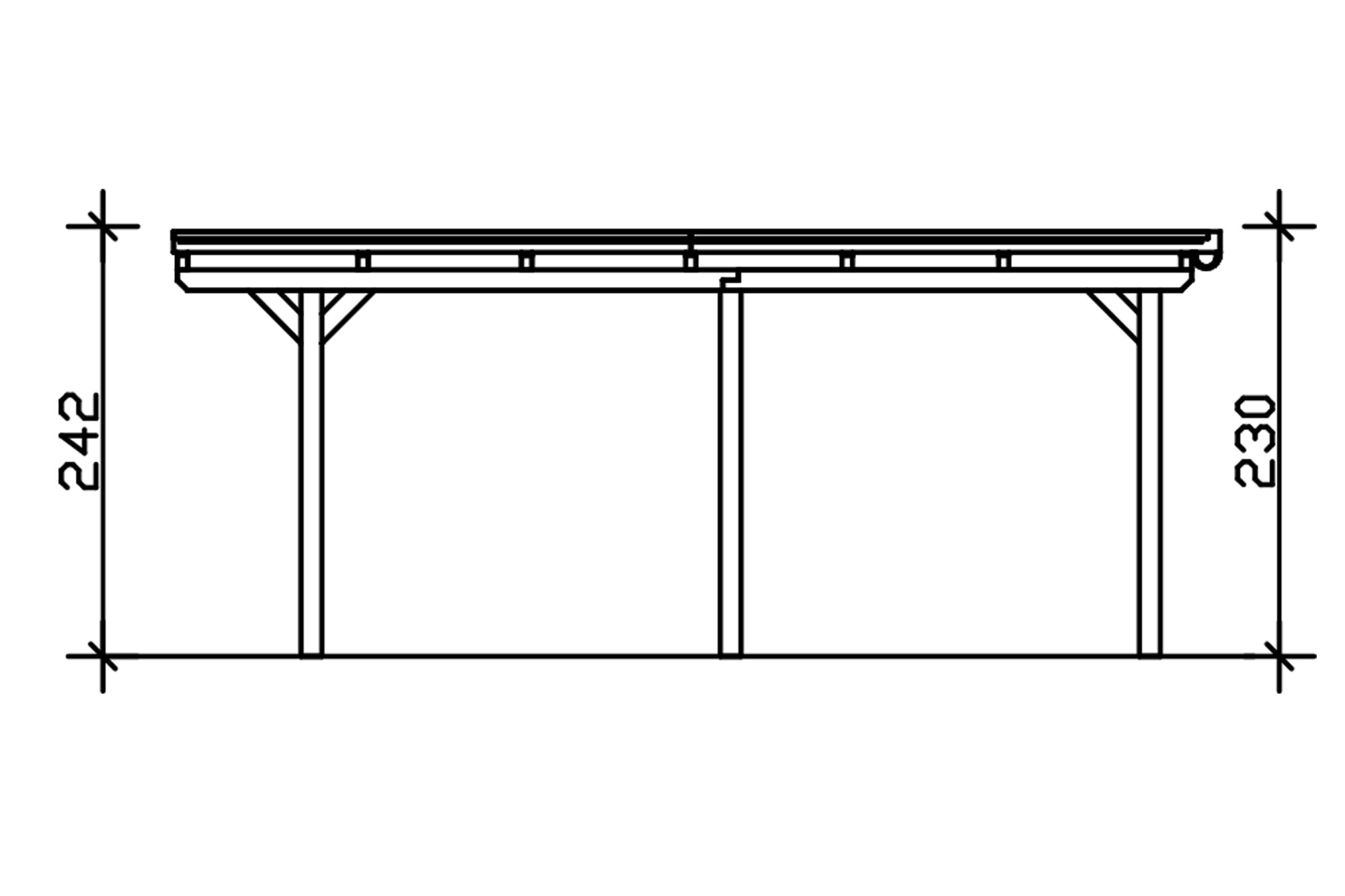 Carport Emsland 404 x 604 cm with EPDM roof, colour pre-treated light oak