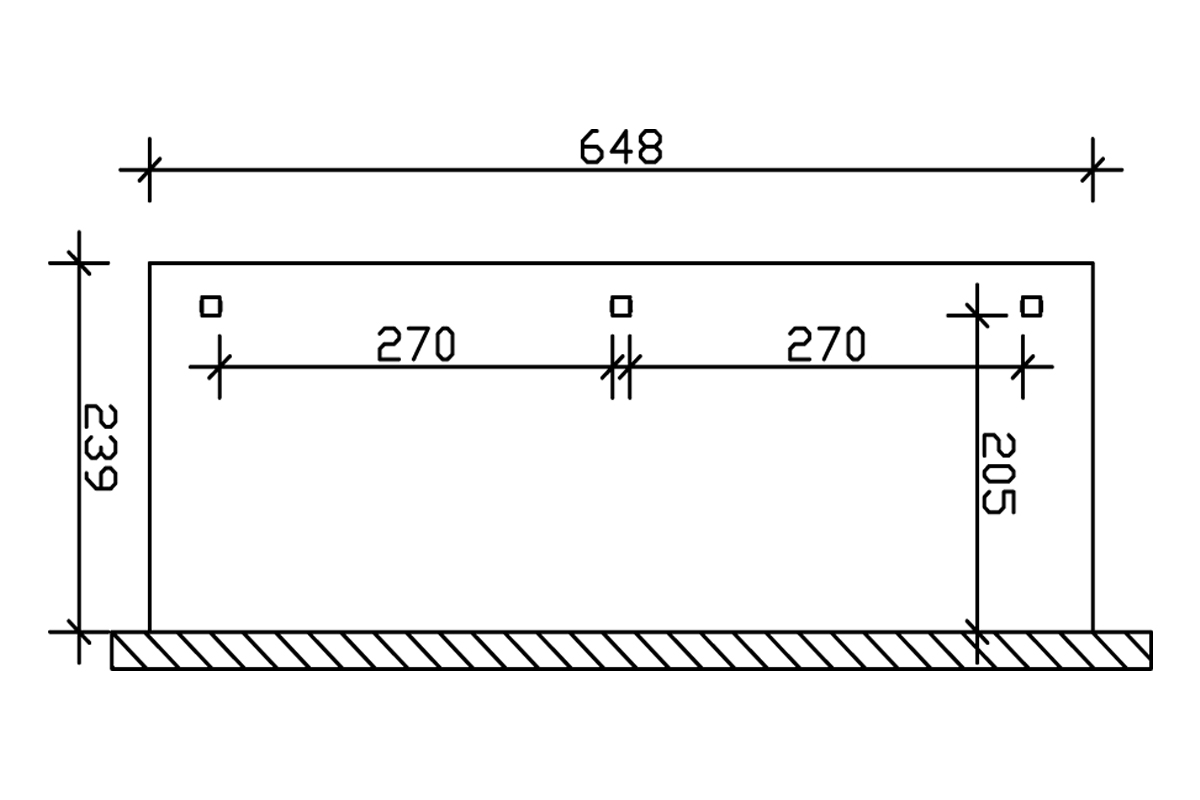Grafik (Grundriss): Terrassenüberdachung Venezia 648x239 cm