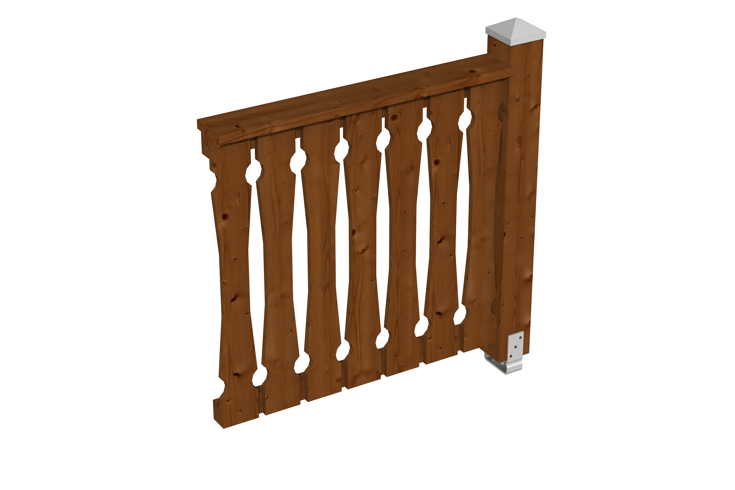 Balustrade balcony siding 108 x 96 cm, spruce, colour pre-treated in walnut