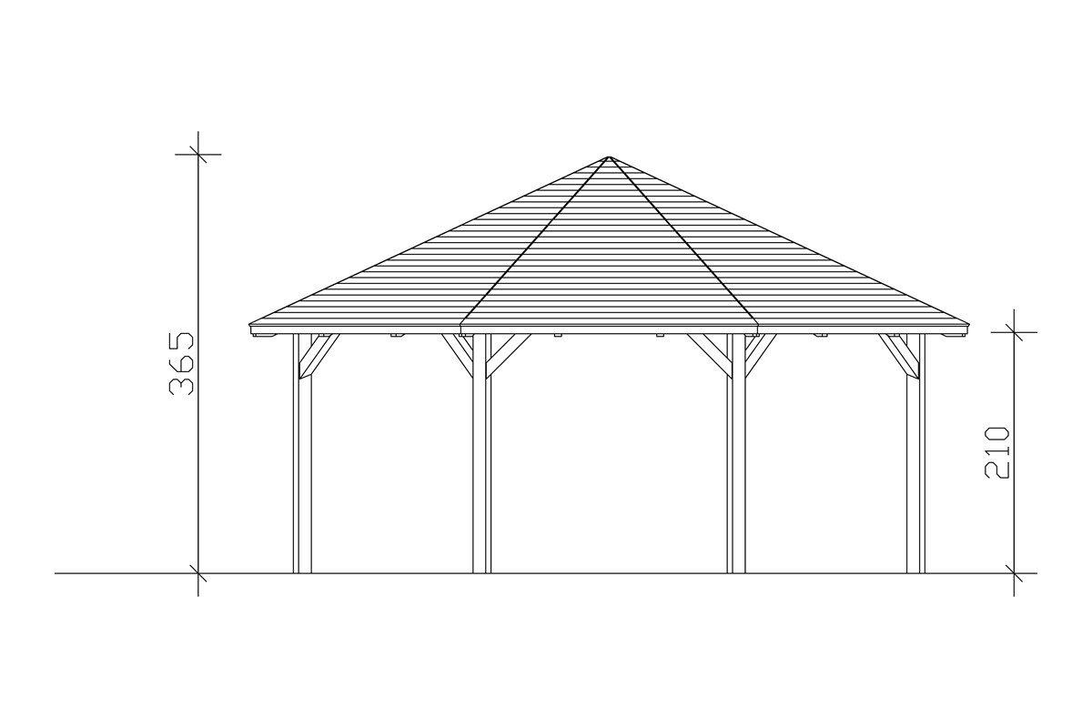 Paviljoen Nice maat 4, Ø 630 cm, achthoekig, gelakt in antraciet