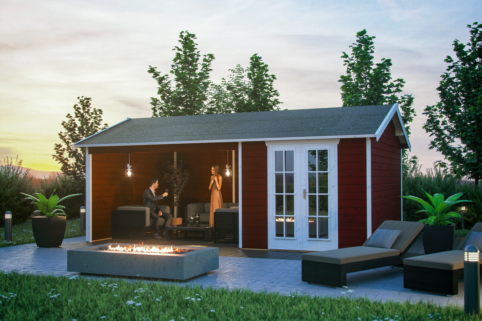 Tuinhuis Tilburg, 28mm 613 x 380 cm, Zweeds rood