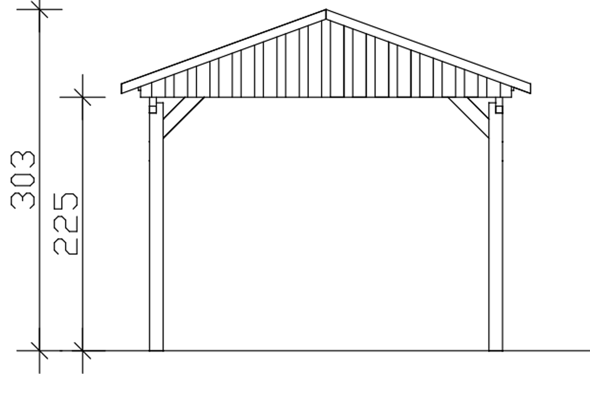 Grafik (Vorderansicht): Carport Fichtelberg 317 cm Breite