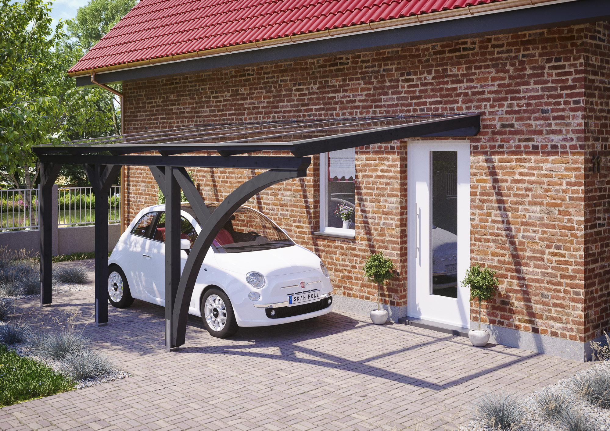 Ambientebild: Carport Eifel 300 x 541 cm, farblich behandelt in anthrazit