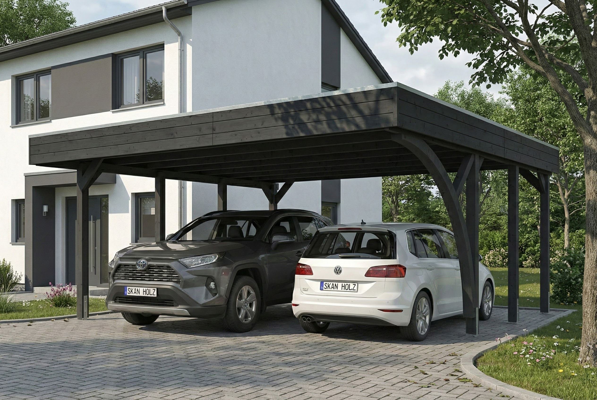 Carport Friesland Set G, 546 x 555 cm, mit einem Einfahrtsbogen, anthrazit