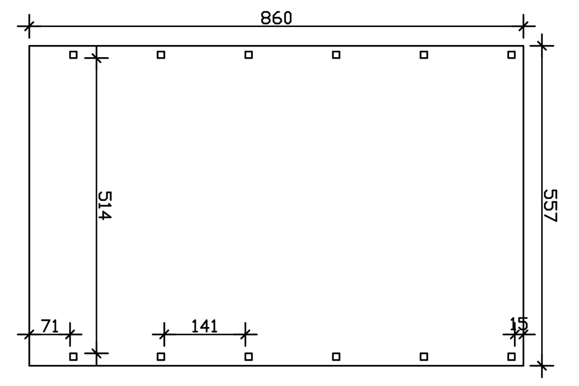 Carport Friesland 557 x 860 cm, gelakt in noten, met dakbetimmering en EPDM-folie