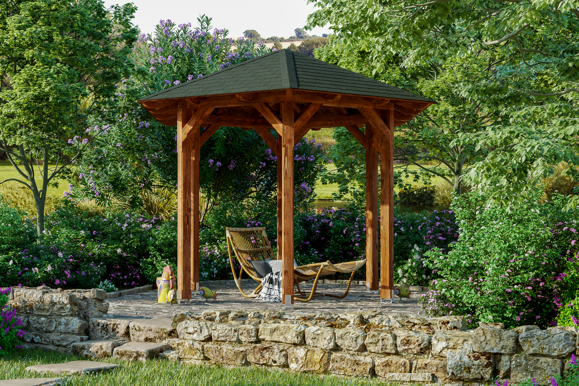 Pavillon Colmar 1, Douglasie, nussbaum