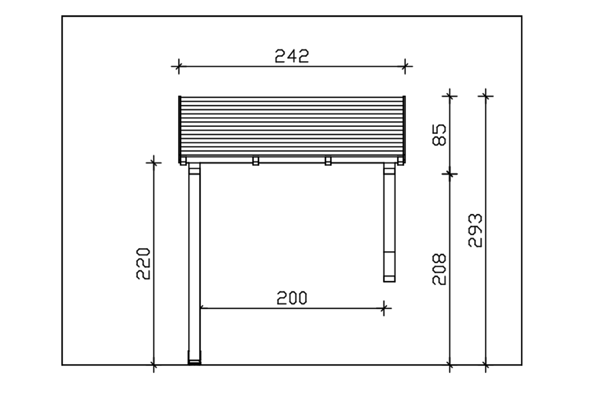 Vordach Paderborn Typ 3, 242 x 156 cm, eiche hell