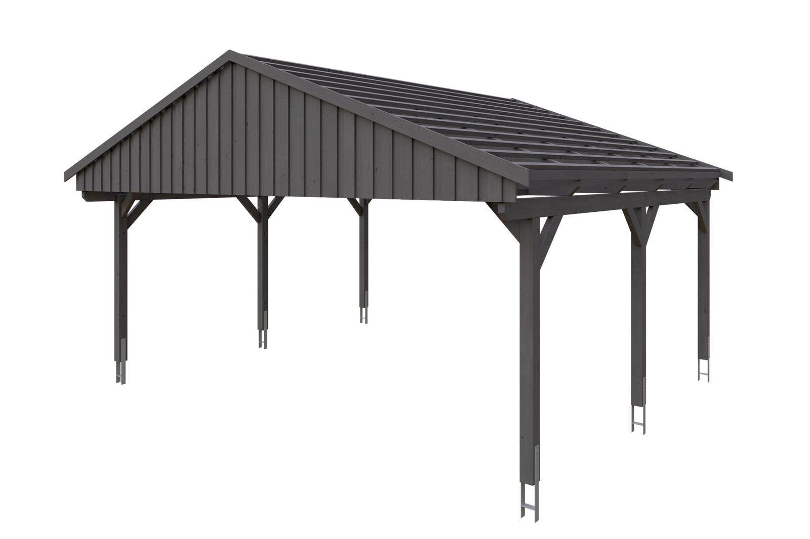 Carport Fichtelberg 618 x 566 cm, Dachlattung, schiefergrau