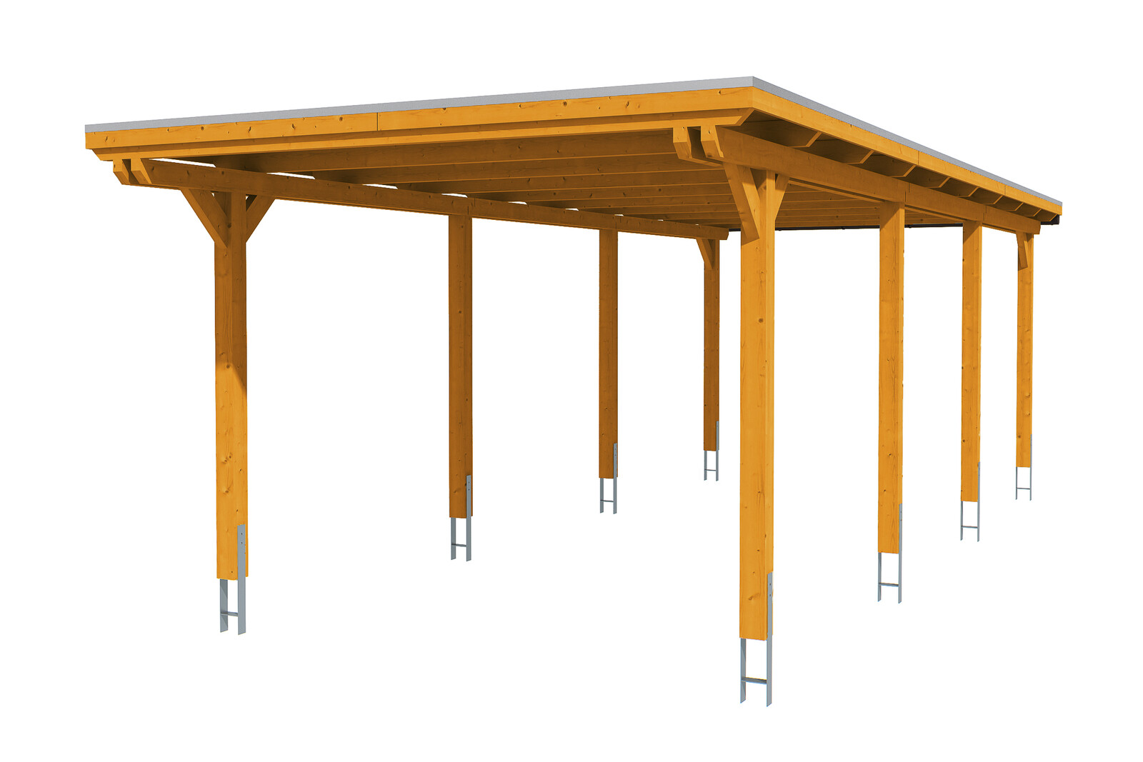 Carport Emsland 354 x 846 cm mit EPDM-Dach, eiche hell