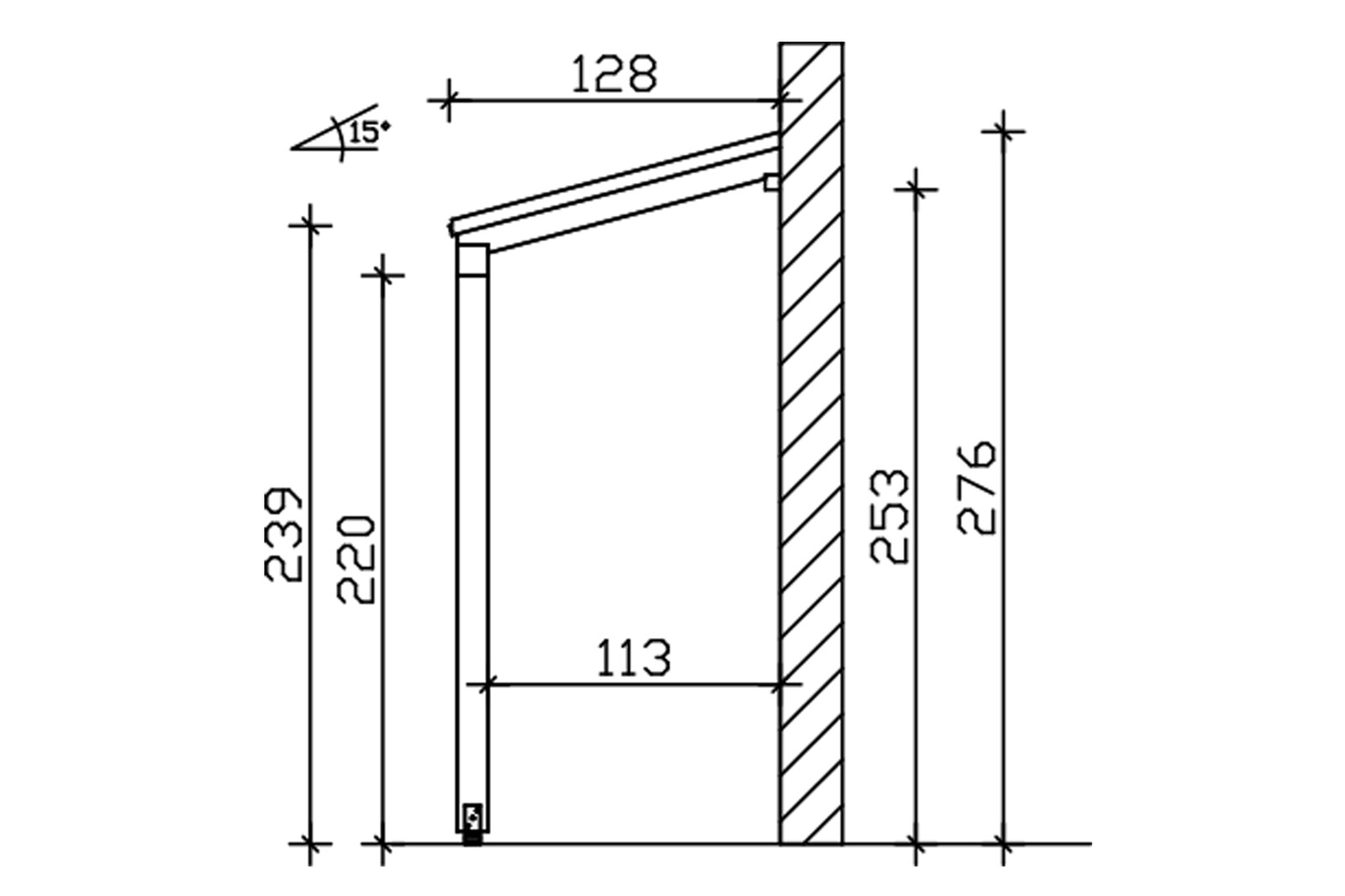 Huisdeur-afdak Prerow, schuin dak 203 x 128 cm, onbehandeld