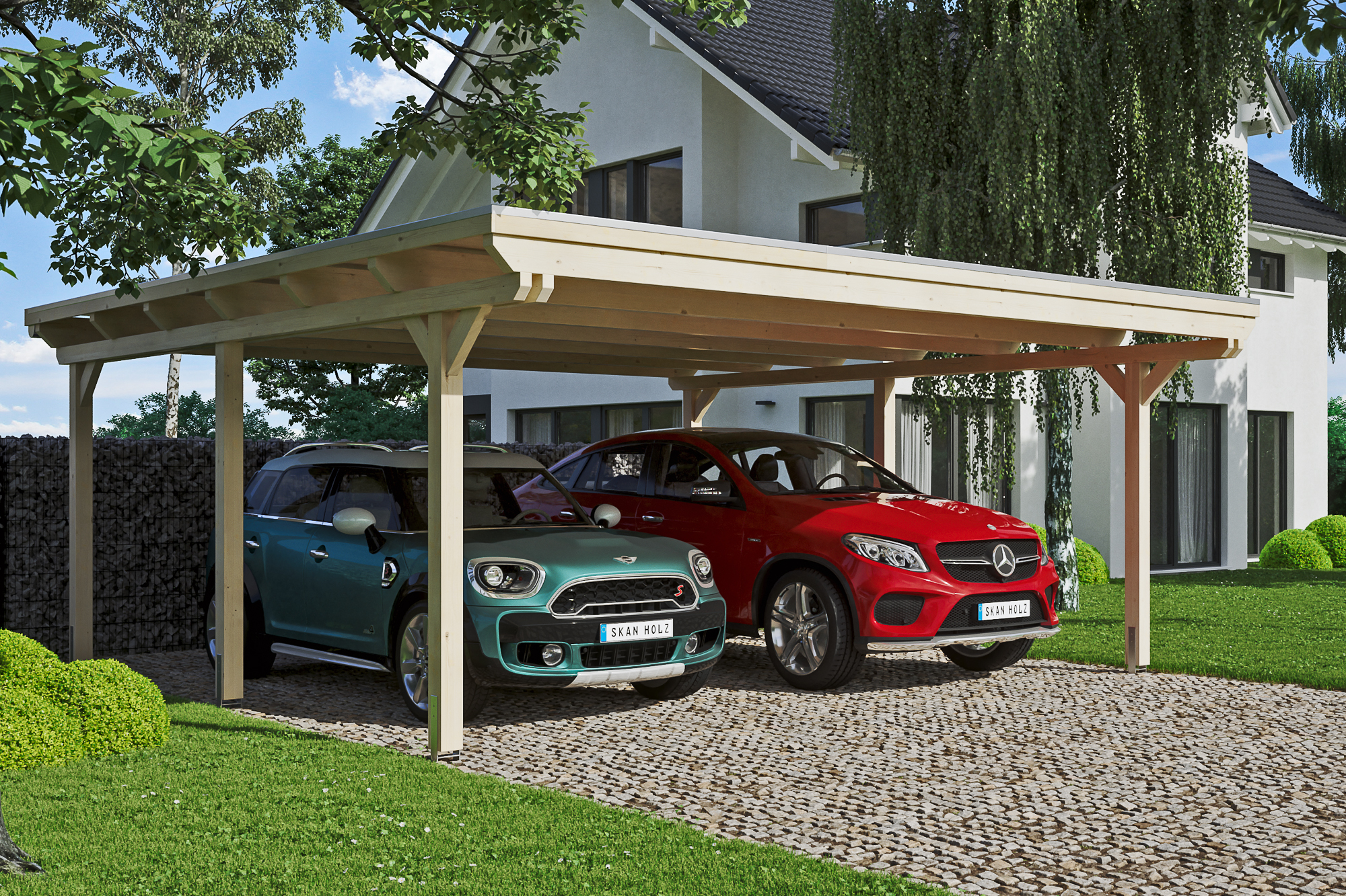 Carport Emsland 613 x 604 cm, onbehandeld, met Aluminium dakplaten