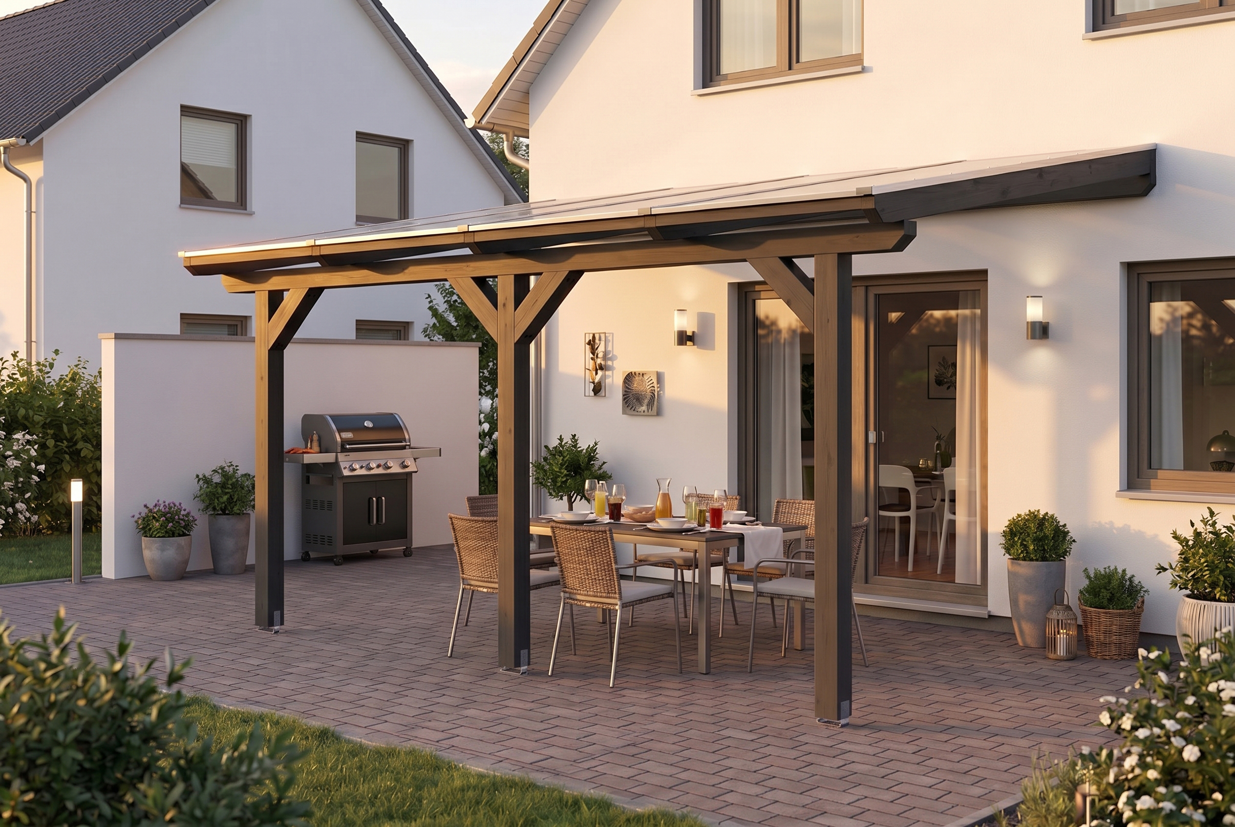 Terrassenüberdachung Andria 434 x 350 cm, Leimholz, anthrazit
