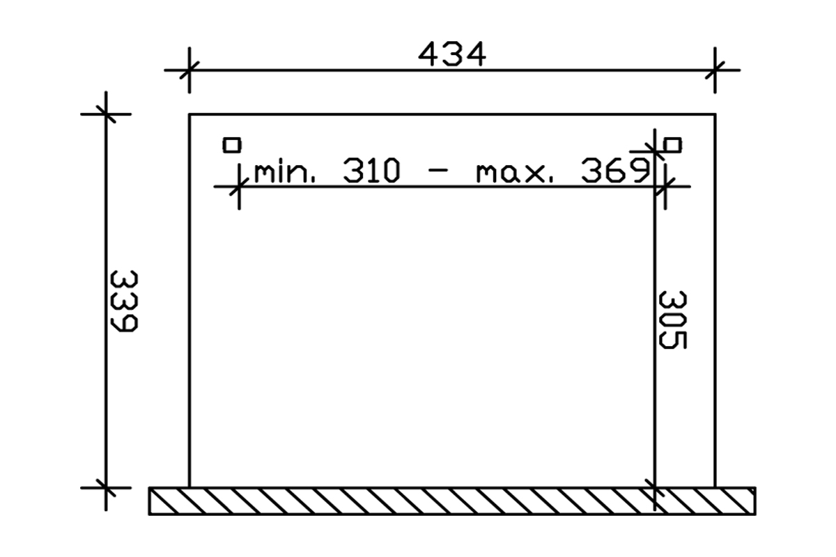 Grafik (Grundriss): Terrassenüberdachung Verona 434x339 cm