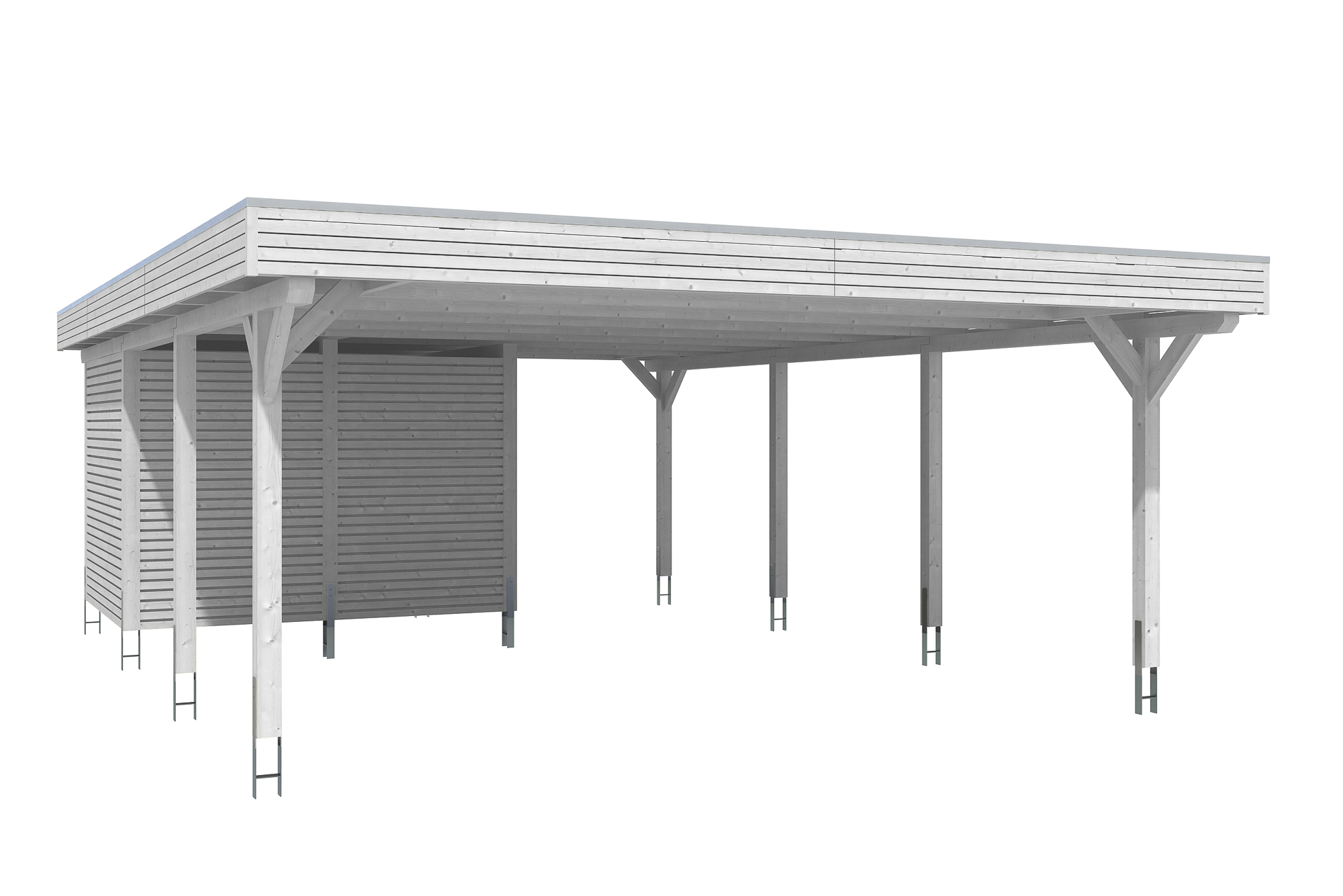 Produktbild: Carport Spessart 611 x 846 cm mit Abstellraum, farblich behandelt in weiß