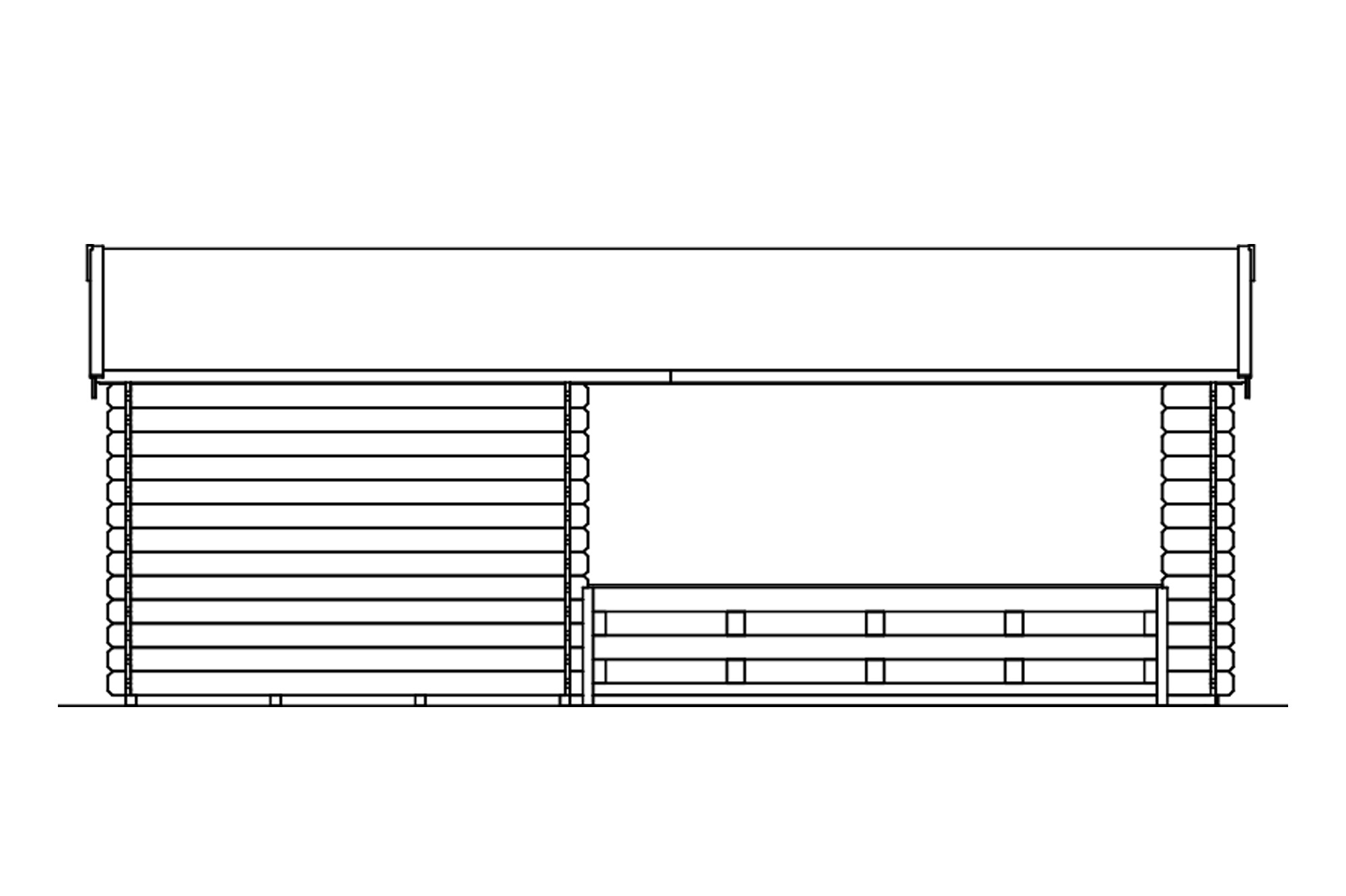 Abri de jardin ALICANTE 380x613cm, avec remise 380x250cm, 28mm, non traité