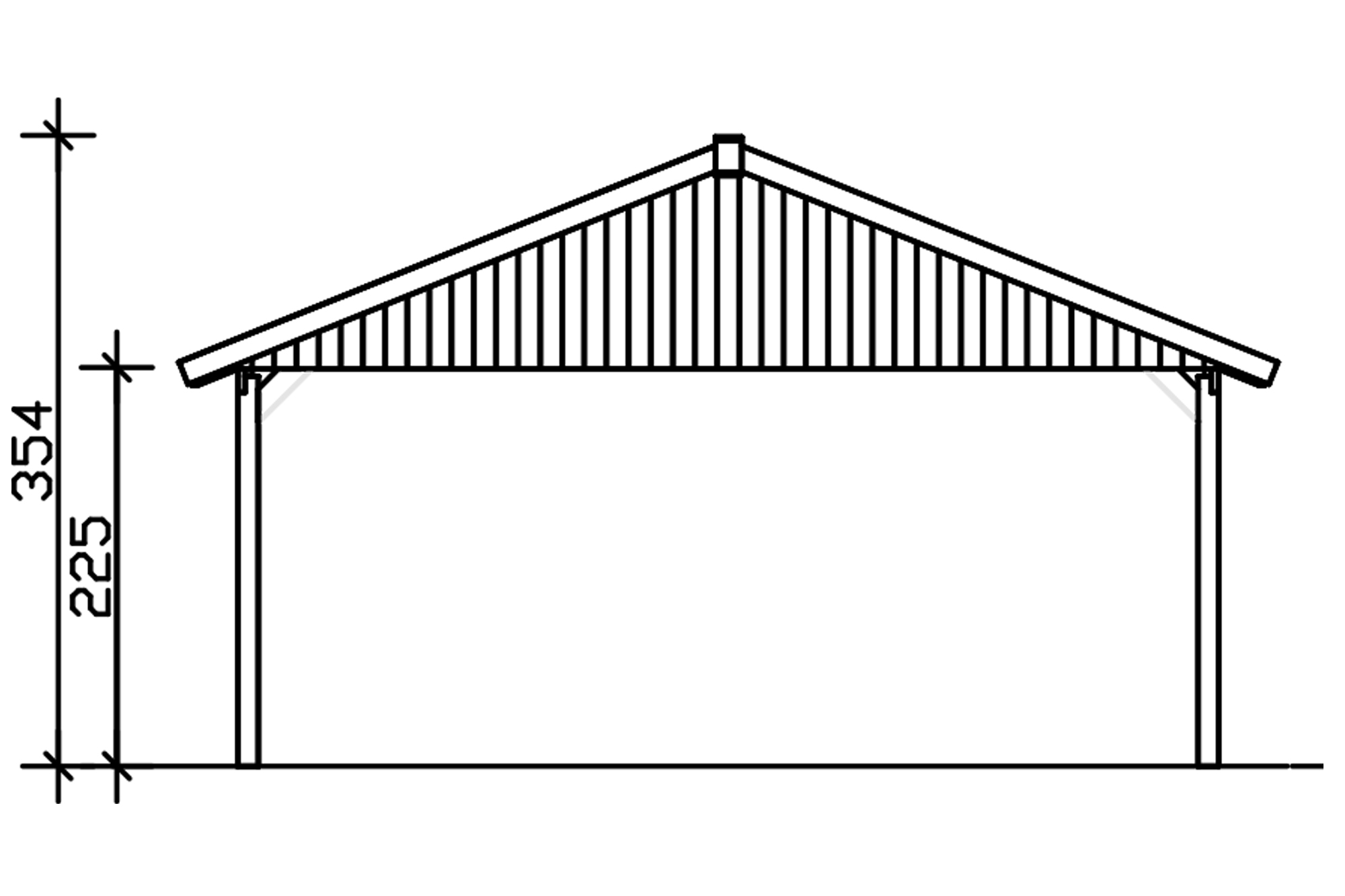 Grafik (Vorderansicht): Carport Wallgau 620 cm Breite