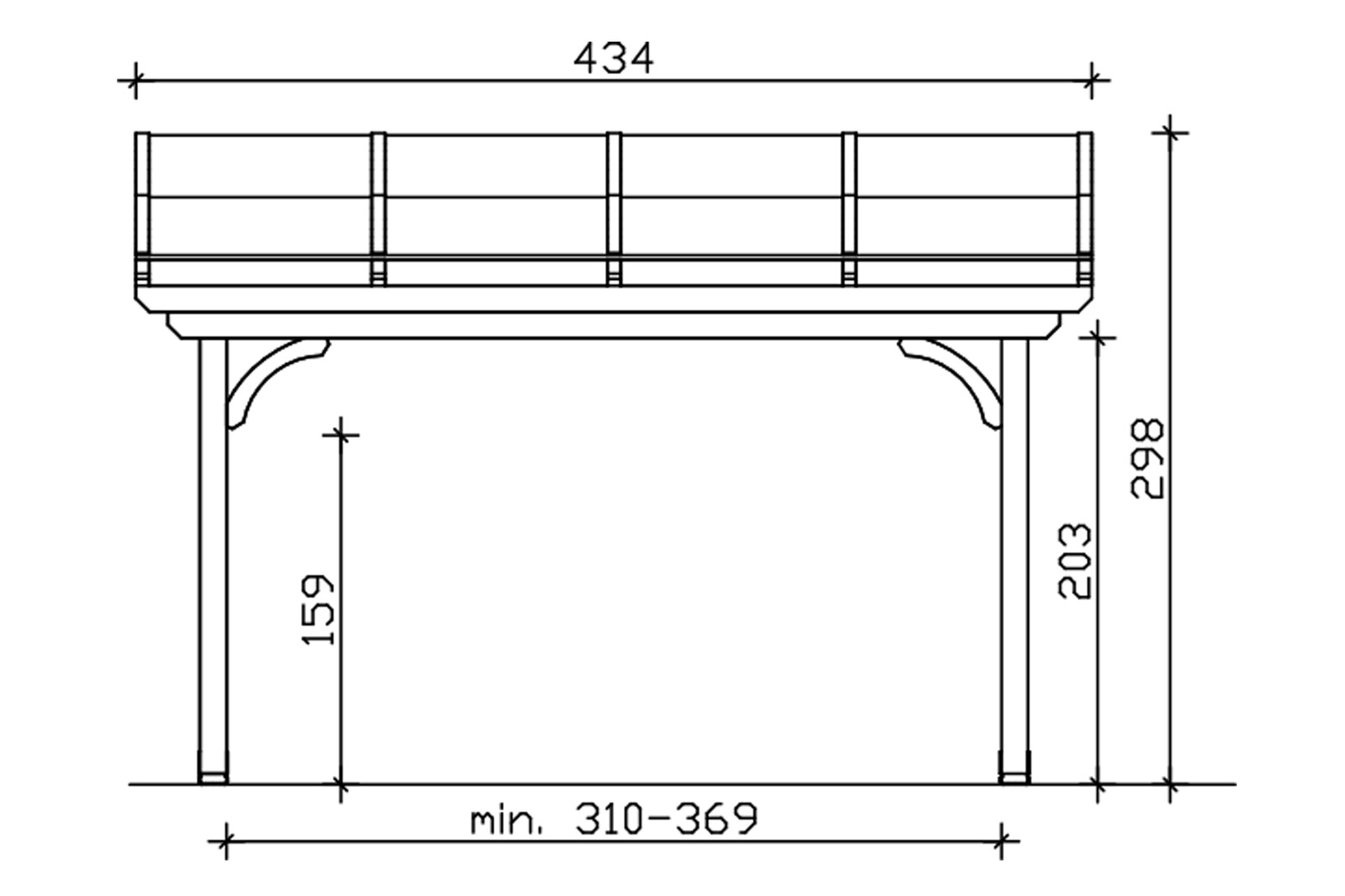 Terrace roof Verona 434 x 289 cm, glulam, untreated