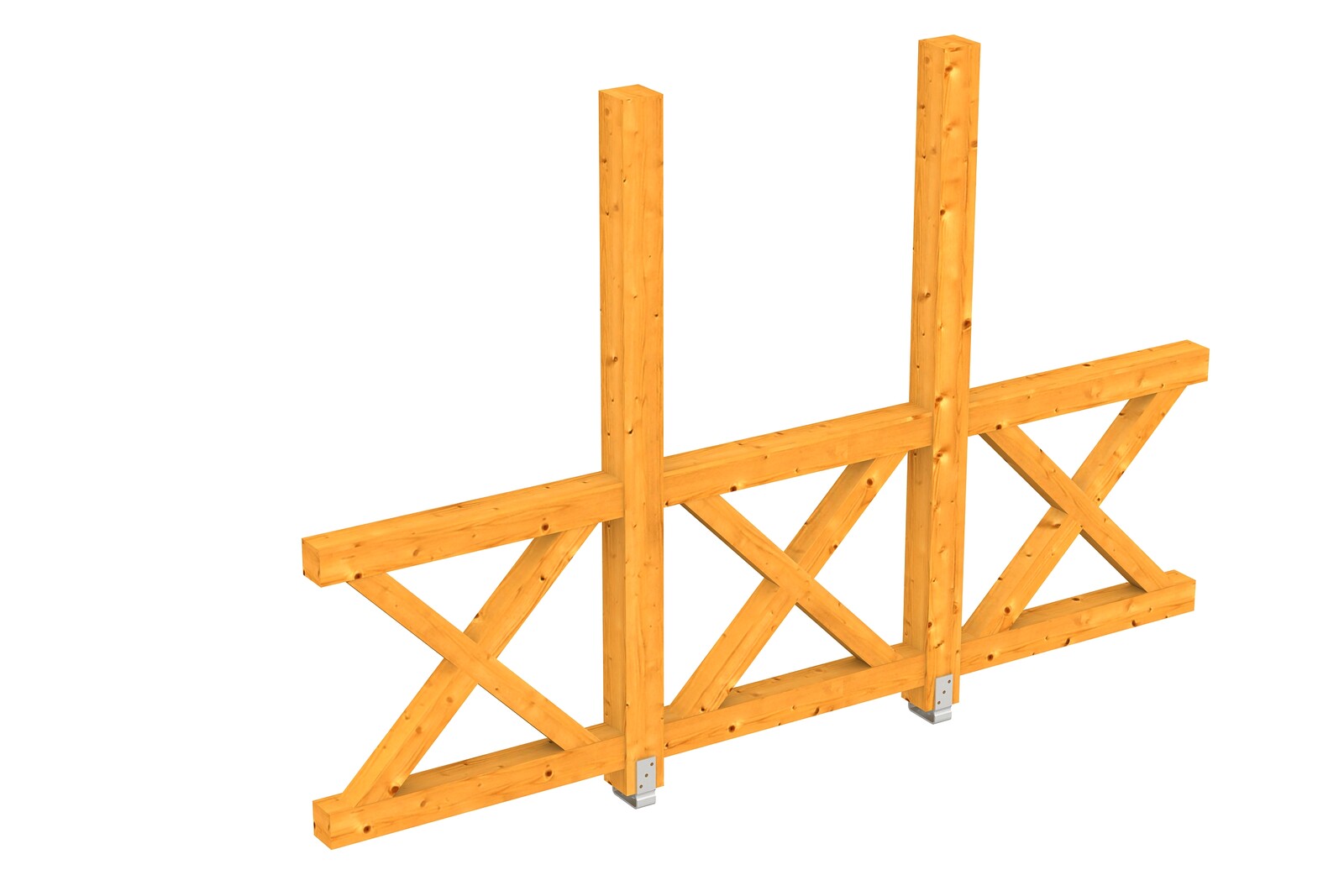 Sidewall St.Andrew`s cross 293 x 210 cm, free standing, spruce, colour pre-treated in light oak