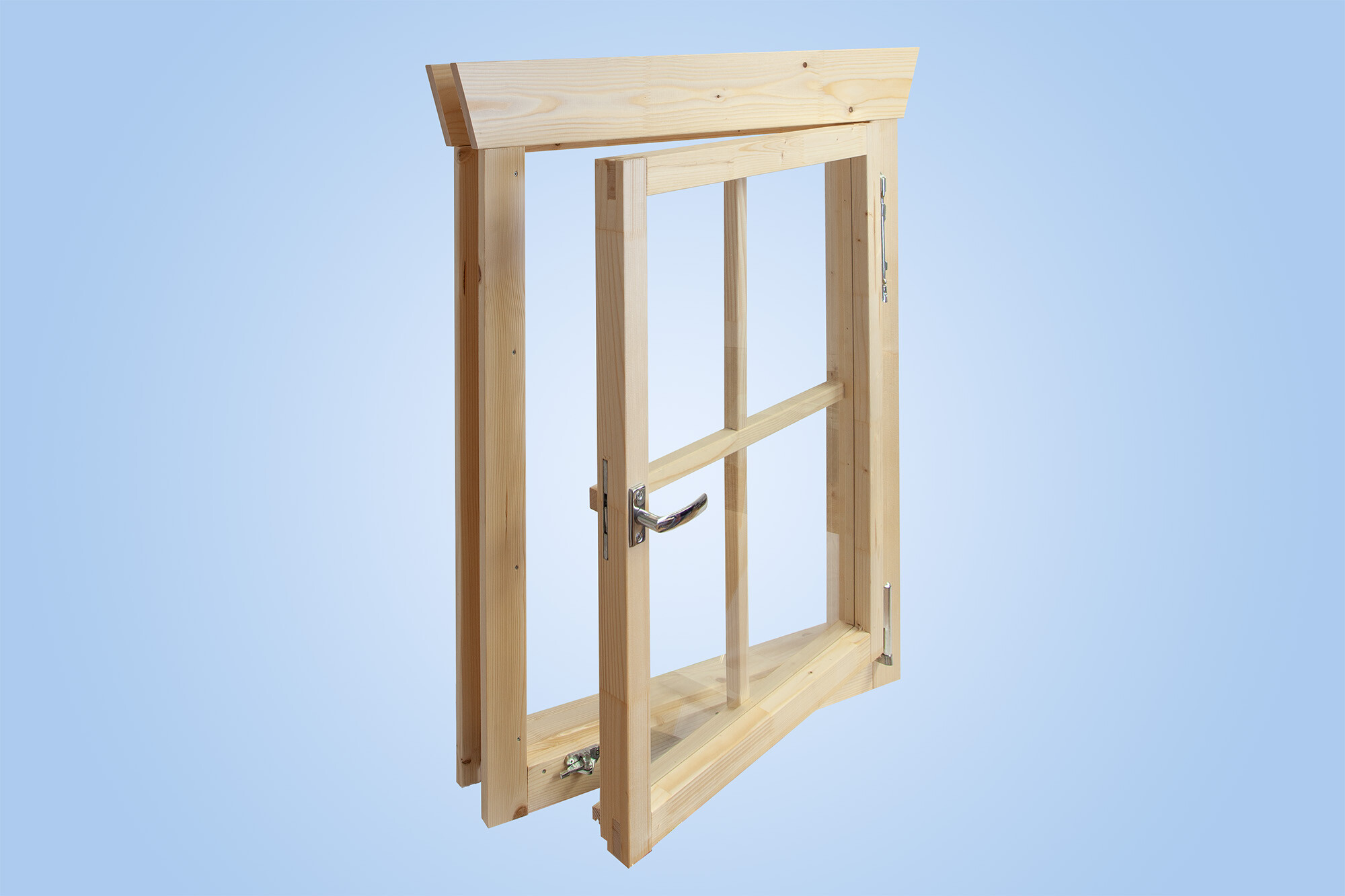 Single window, right hinge 57,5x70,5cm, 45mm, untreated