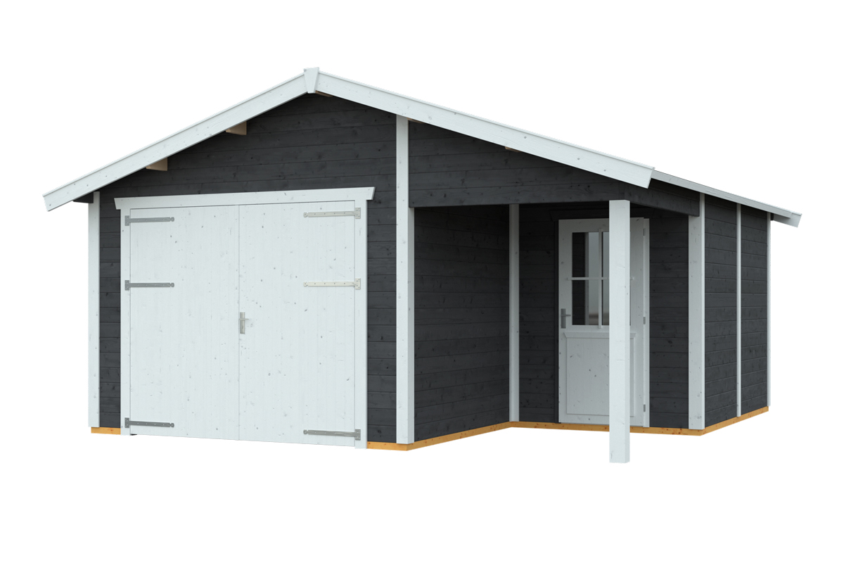 Holzgarage Varberg 2, 500 x 525 cm, schiefergrau