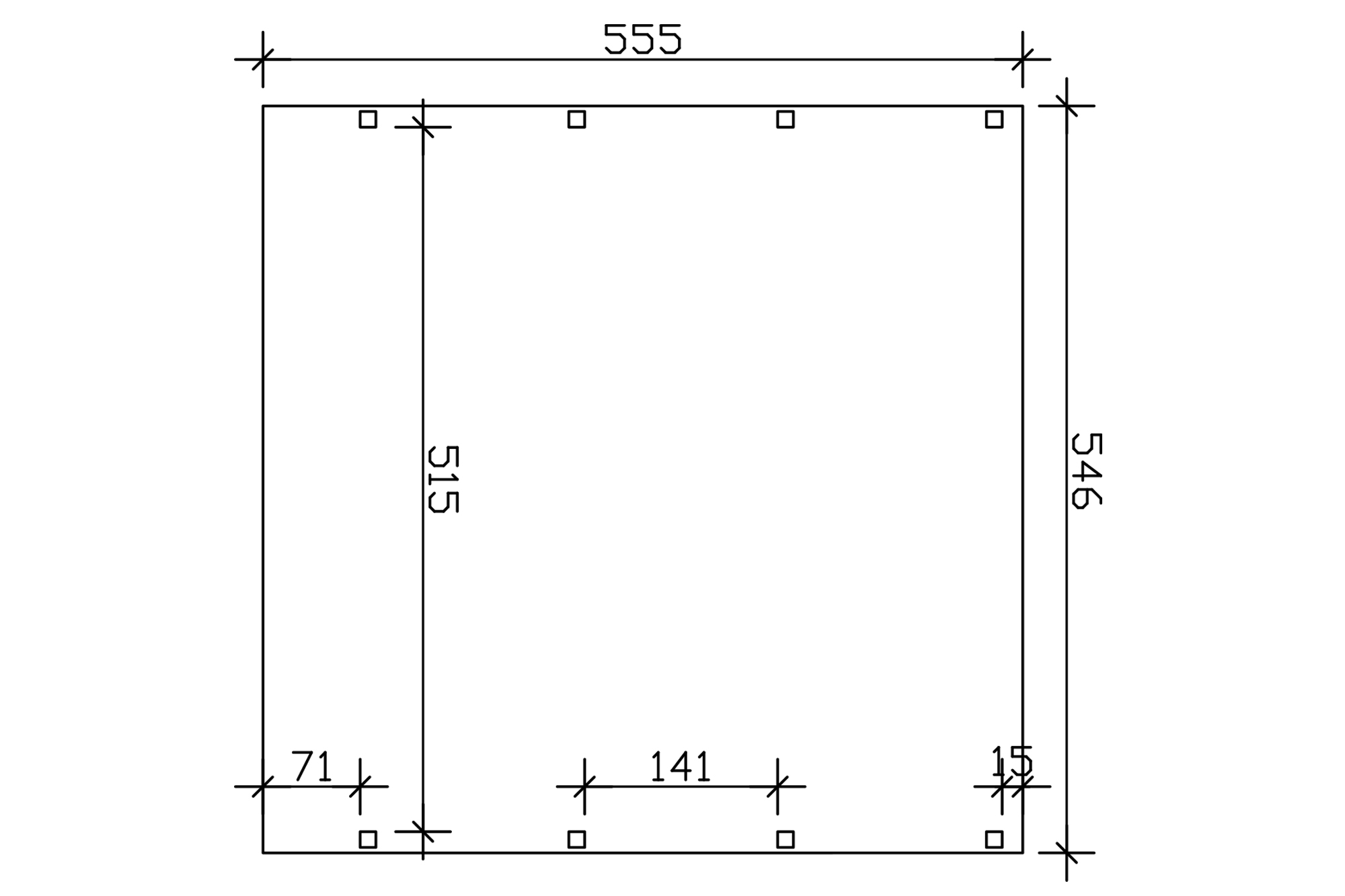 Carport Friesland 546 x 555 cm, met EPDM dak, leigrijs