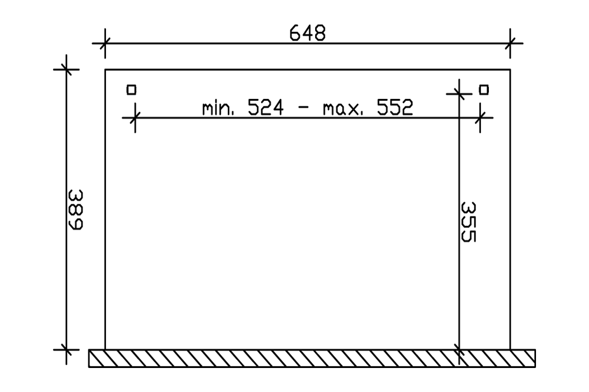 Grafik (Grundriss): Terrassenüberdachung Verona 648x389 cm