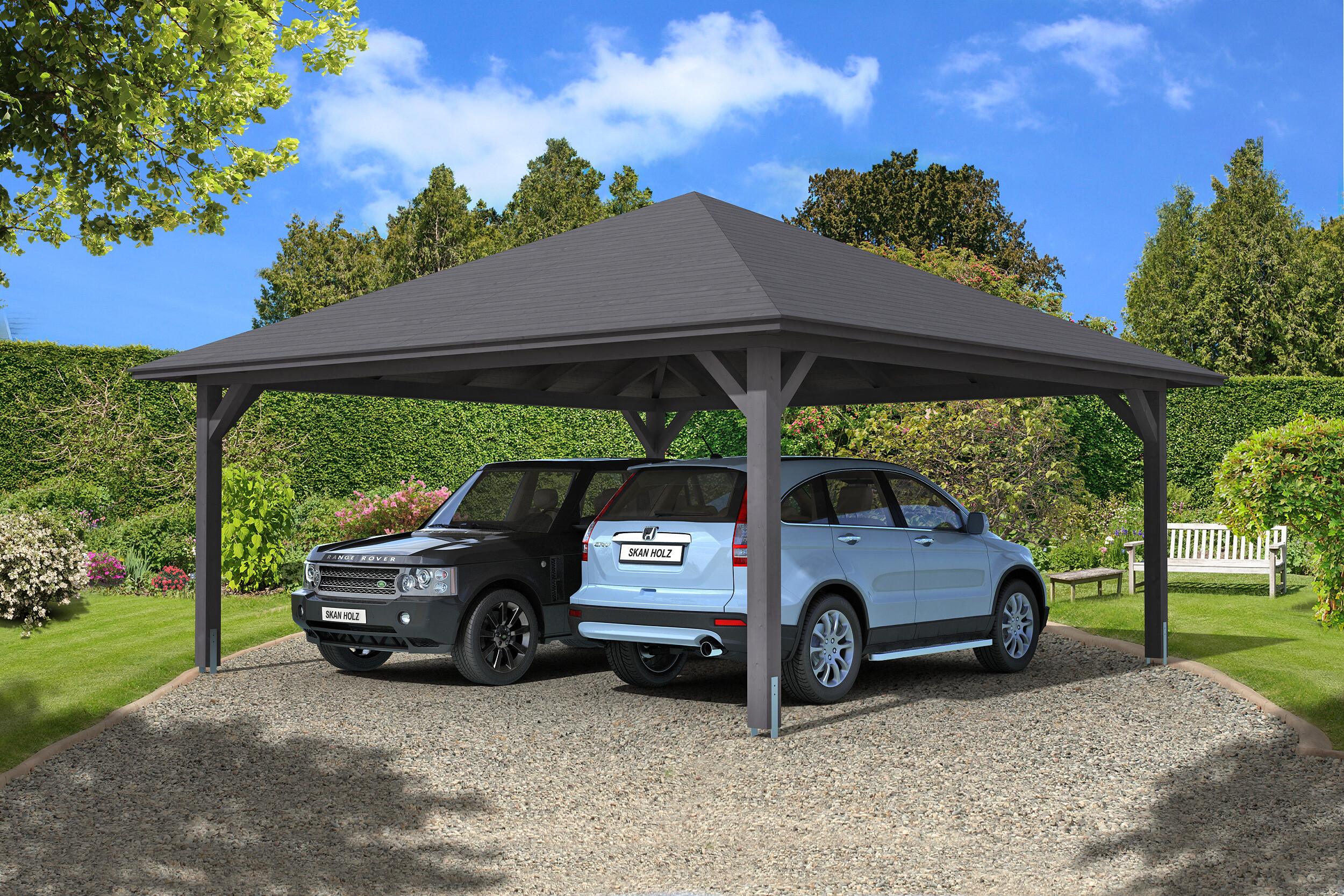 Carport Taunus 634 x 634 cm, schiefergrau