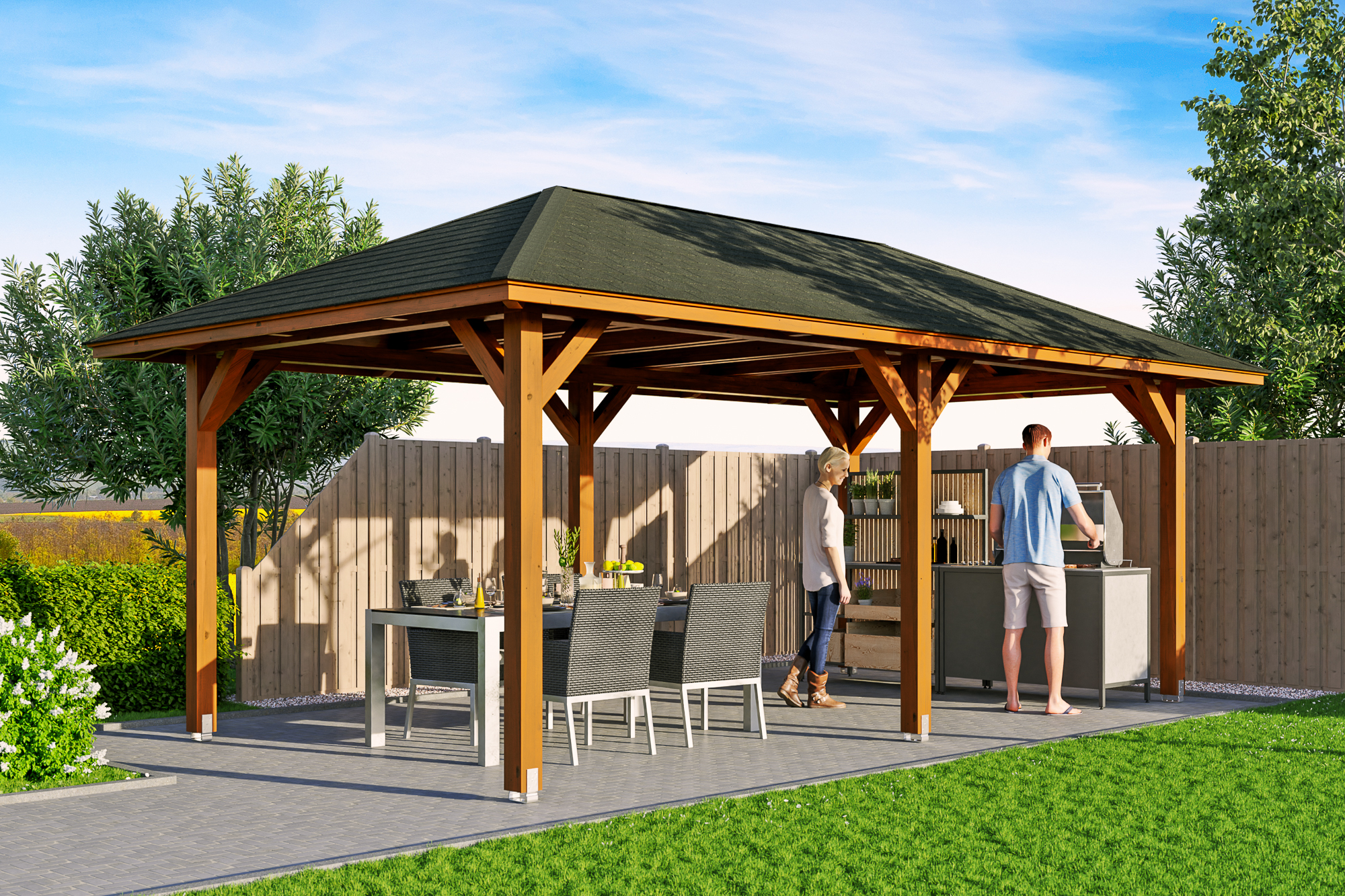 Ambientebild: Pavillon Orleans 1, farblich behandelt in nussbaum