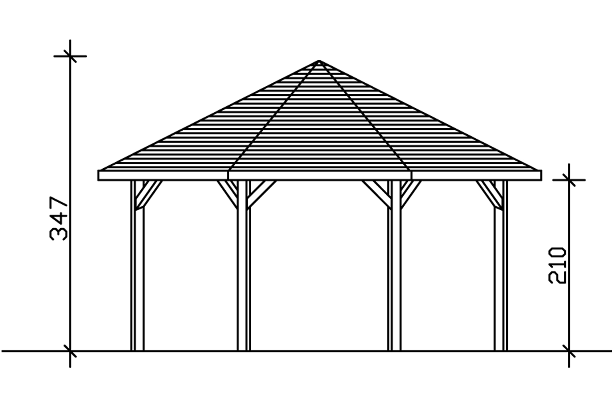 Paviljoen Nice maat 3, Ø 557 cm, achthoekig, gelakt in licht eiken