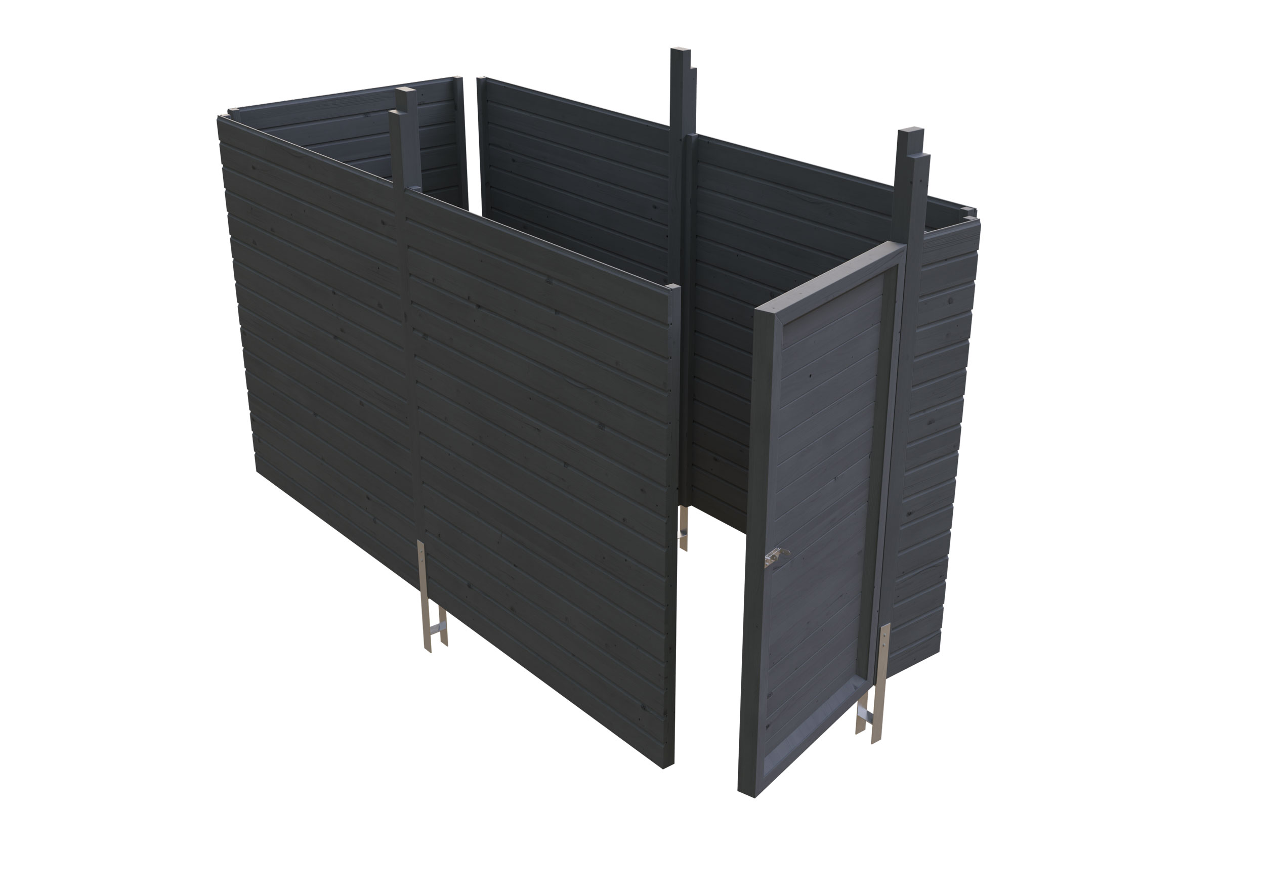 Remise C1, 314 x 164 cm, Panneaux à lattes horizontales, traitement coloré gris ardoise